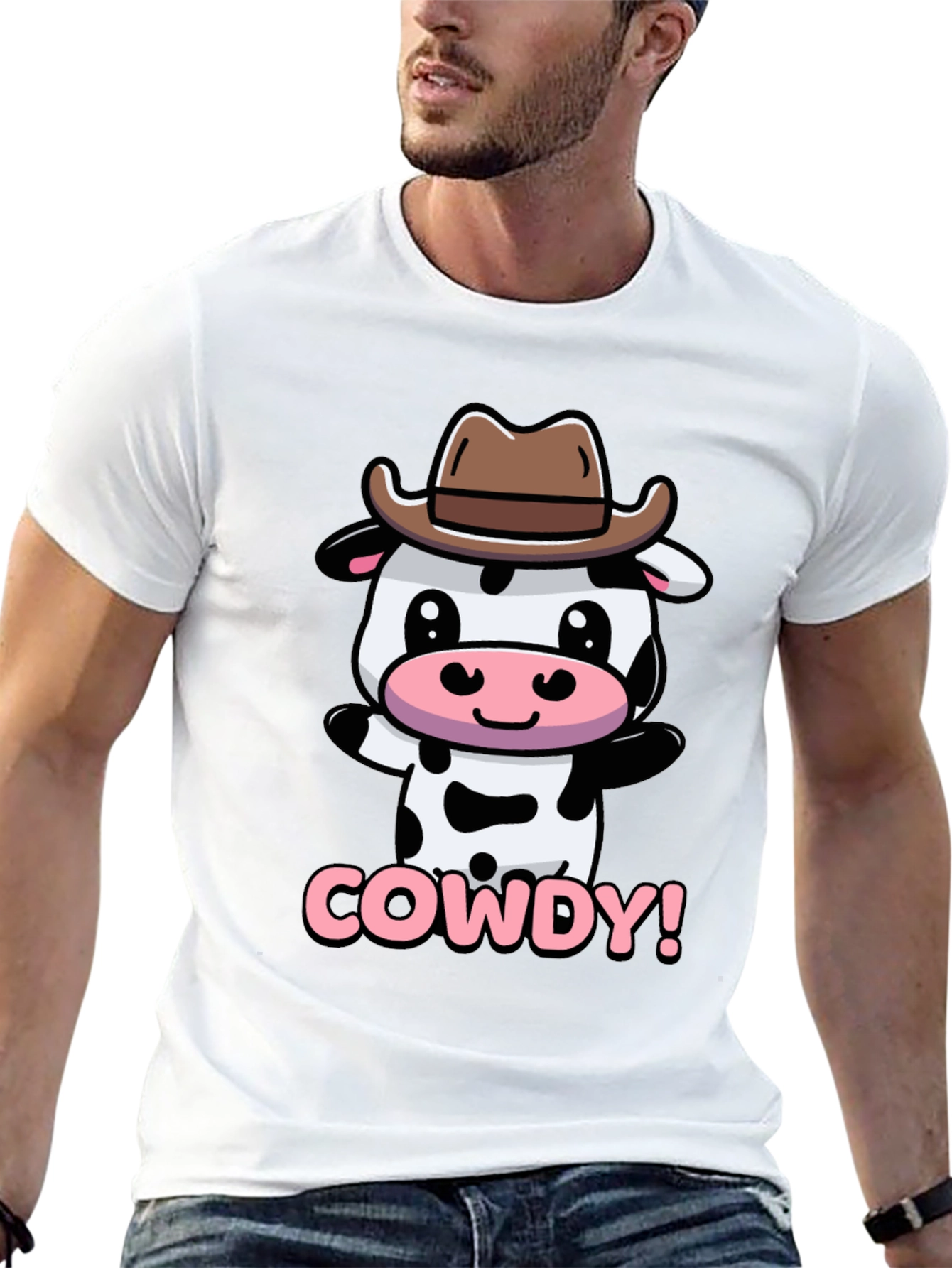 Black Cute Cowdy Cowboy Cow T-Shirt view 13