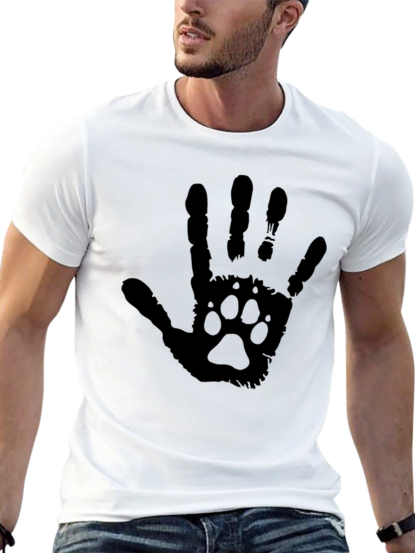 Black Paw Print Hand T-Shirt - Black view 13