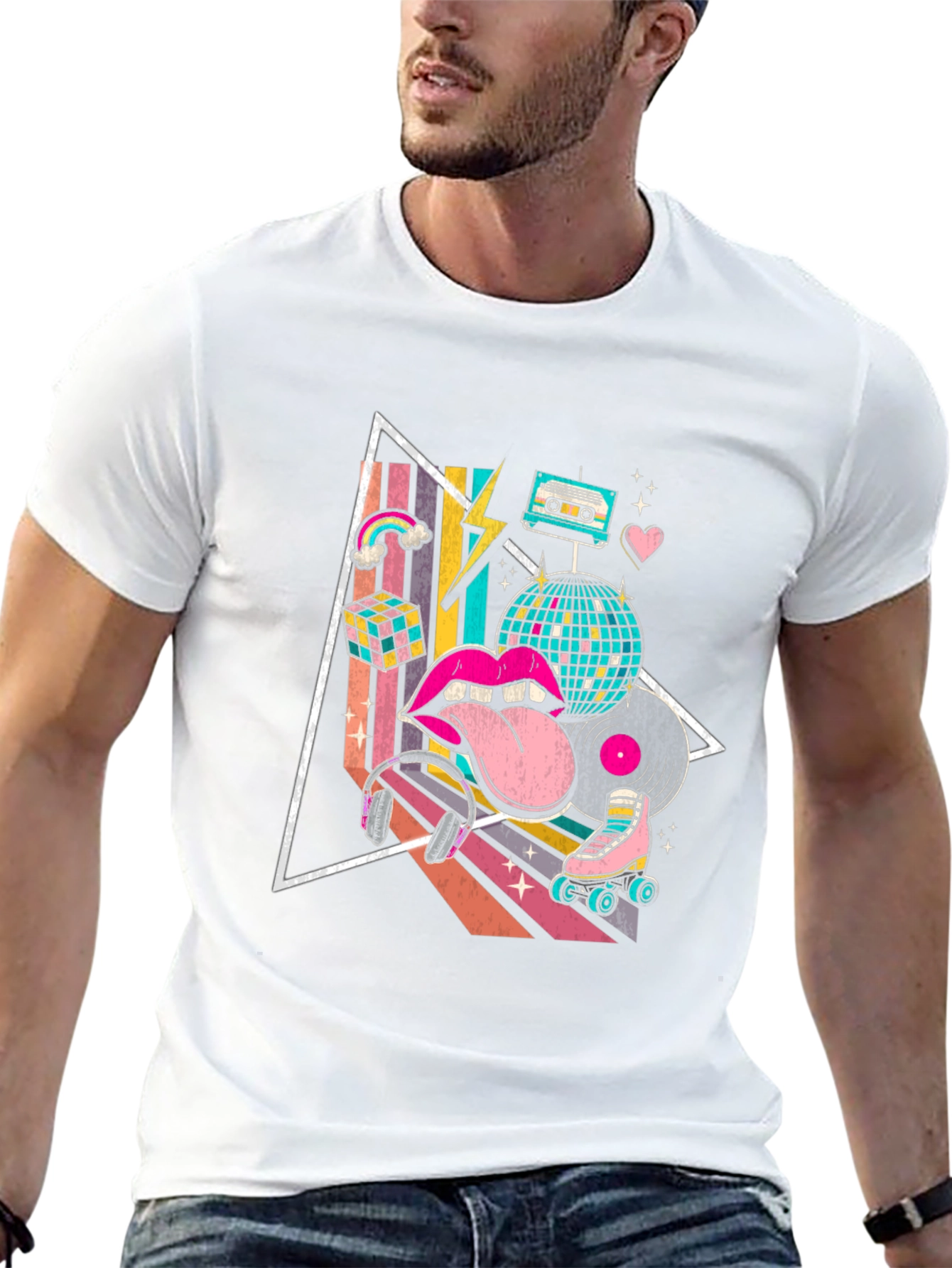 Black Retro 80s Style Graphic T-Shirt view 13