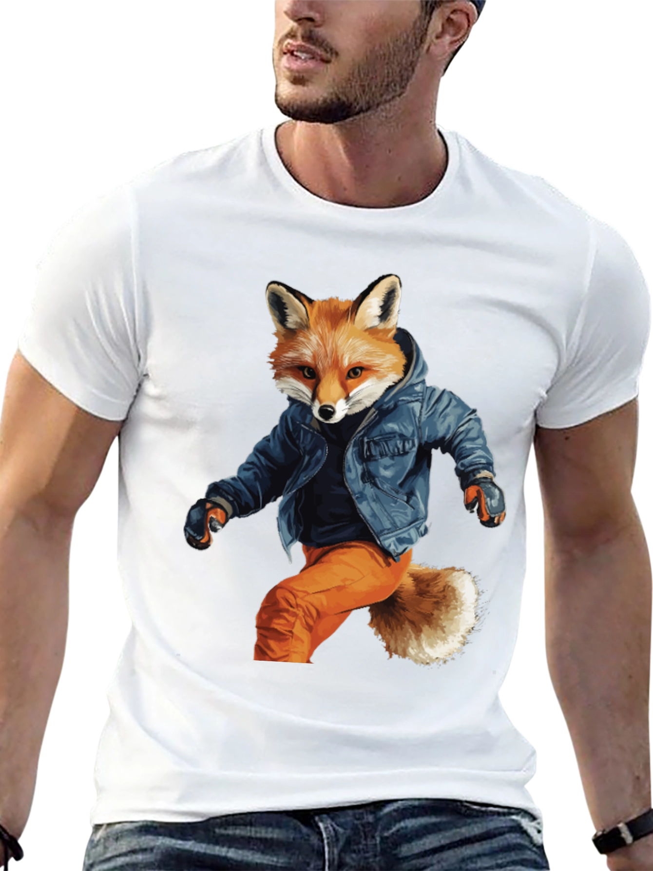 Black Stylish Fox Graphic T-Shirt view 13