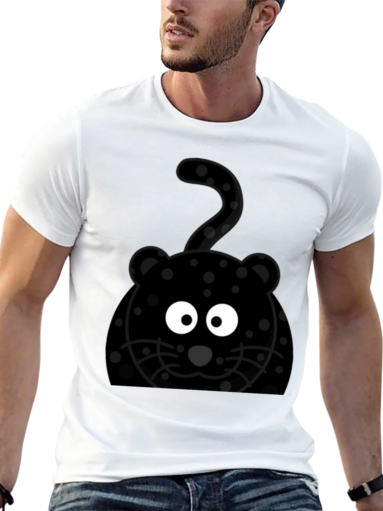 Black Fun Black Cat T-Shirt - Whimsical Design view 13