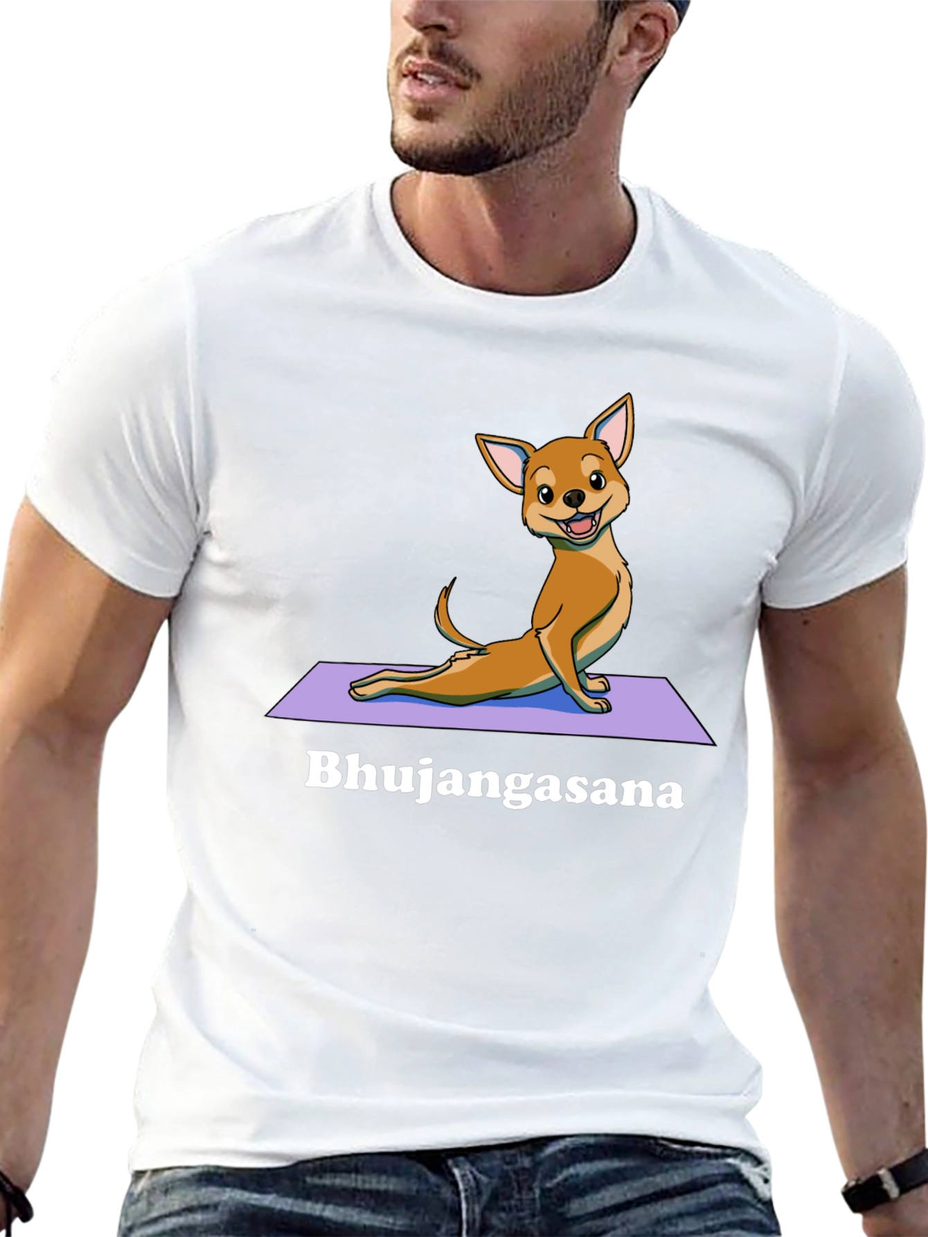 Black Yoga Dog T-Shirt - Bhujangasana Cobra Pose Tee view 13