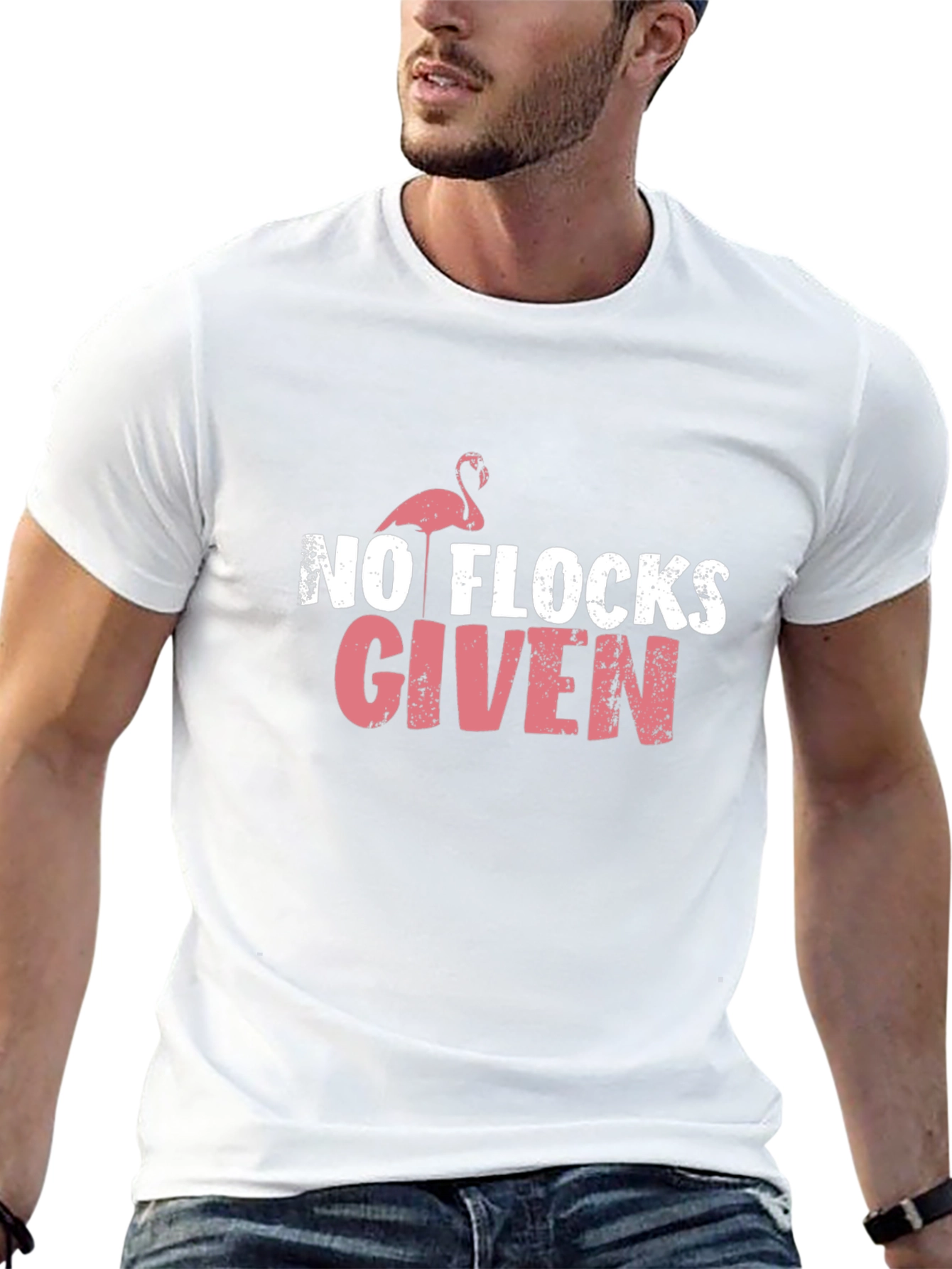 Black No Flocks Given Funny Flamingo Graphic T-Shirt view 13