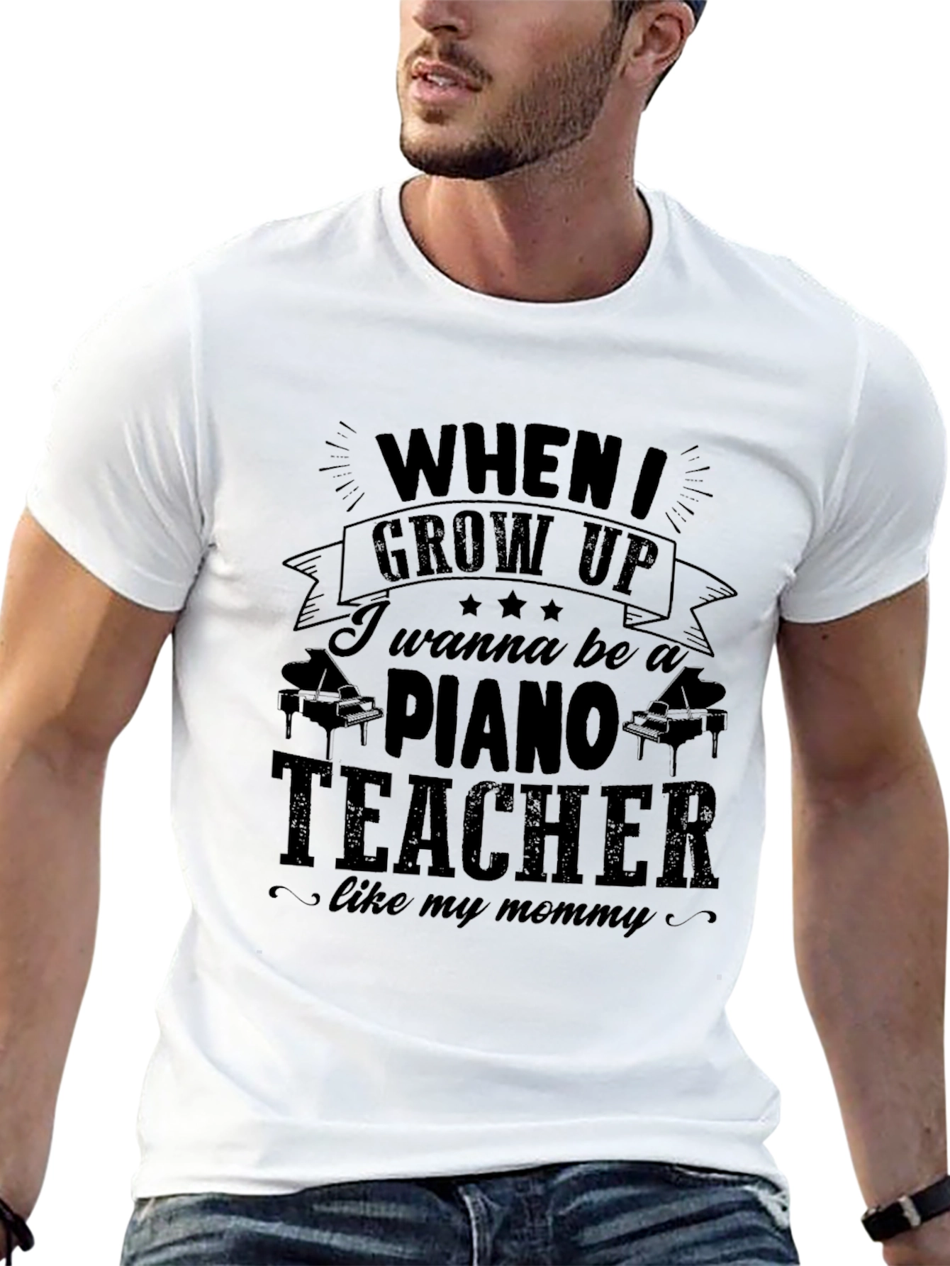 Black Piano Teacher Mommy Like T-Shirt view 13