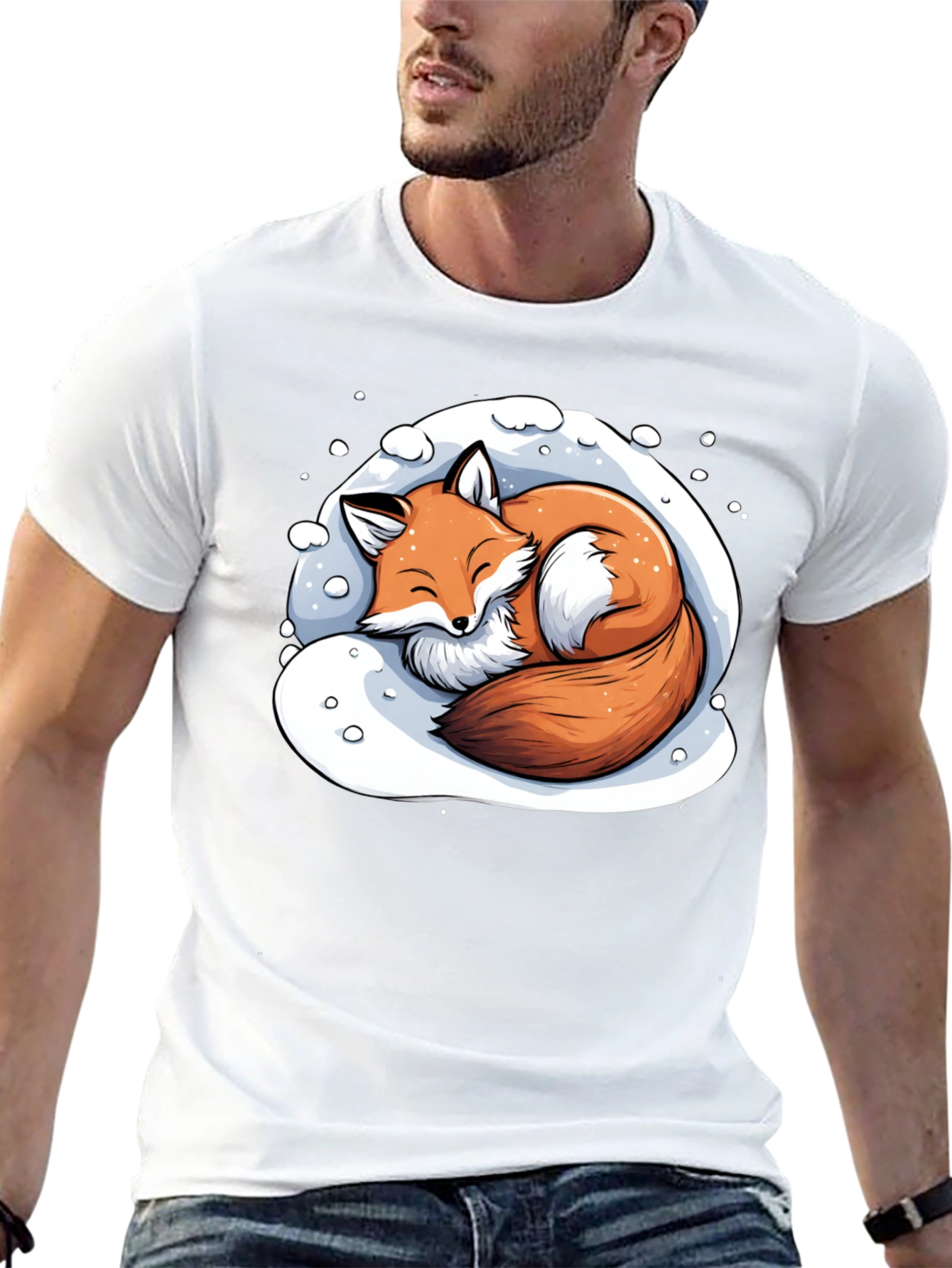 Black Cozy Fox Graphic T-Shirt - Soft & Stylish view 13