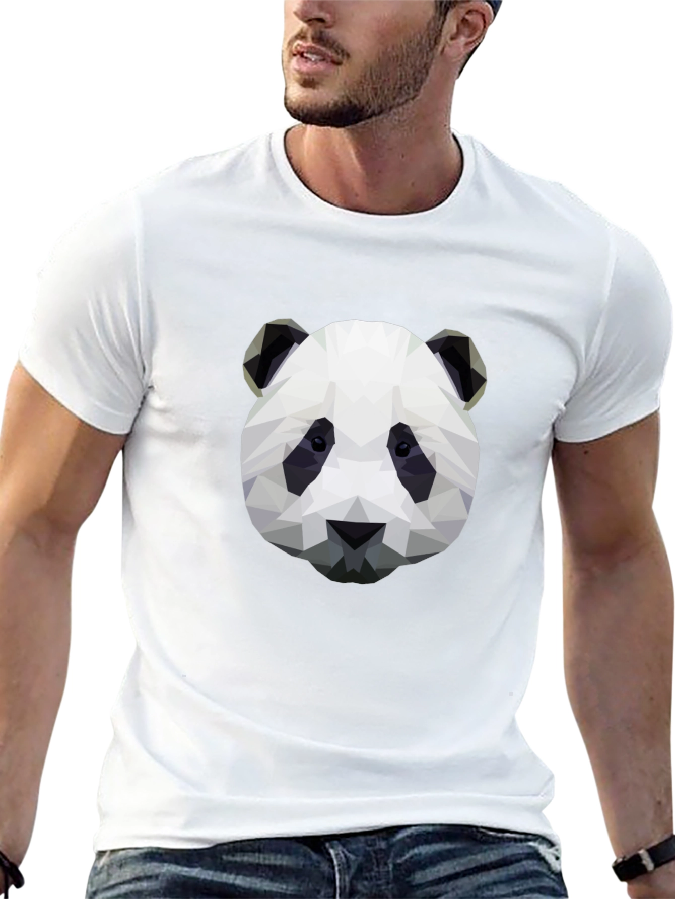 Geometric Panda Graphic T-Shirt - Black - 13