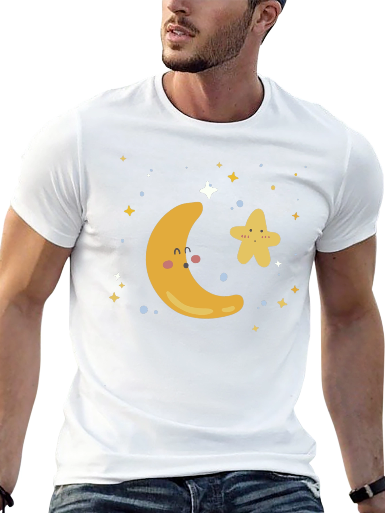 Black Cute Moon & Star Graphic T-Shirt view 13