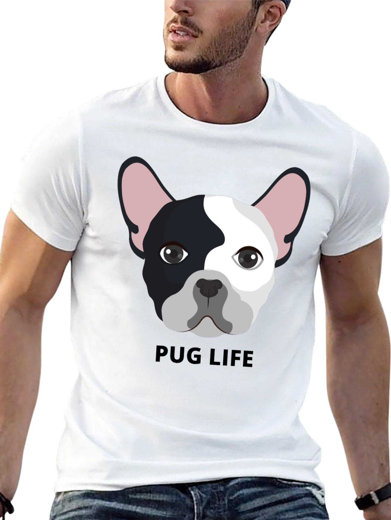 Black Pug Life Graphic Tee - Black Cotton T-Shirt view 13