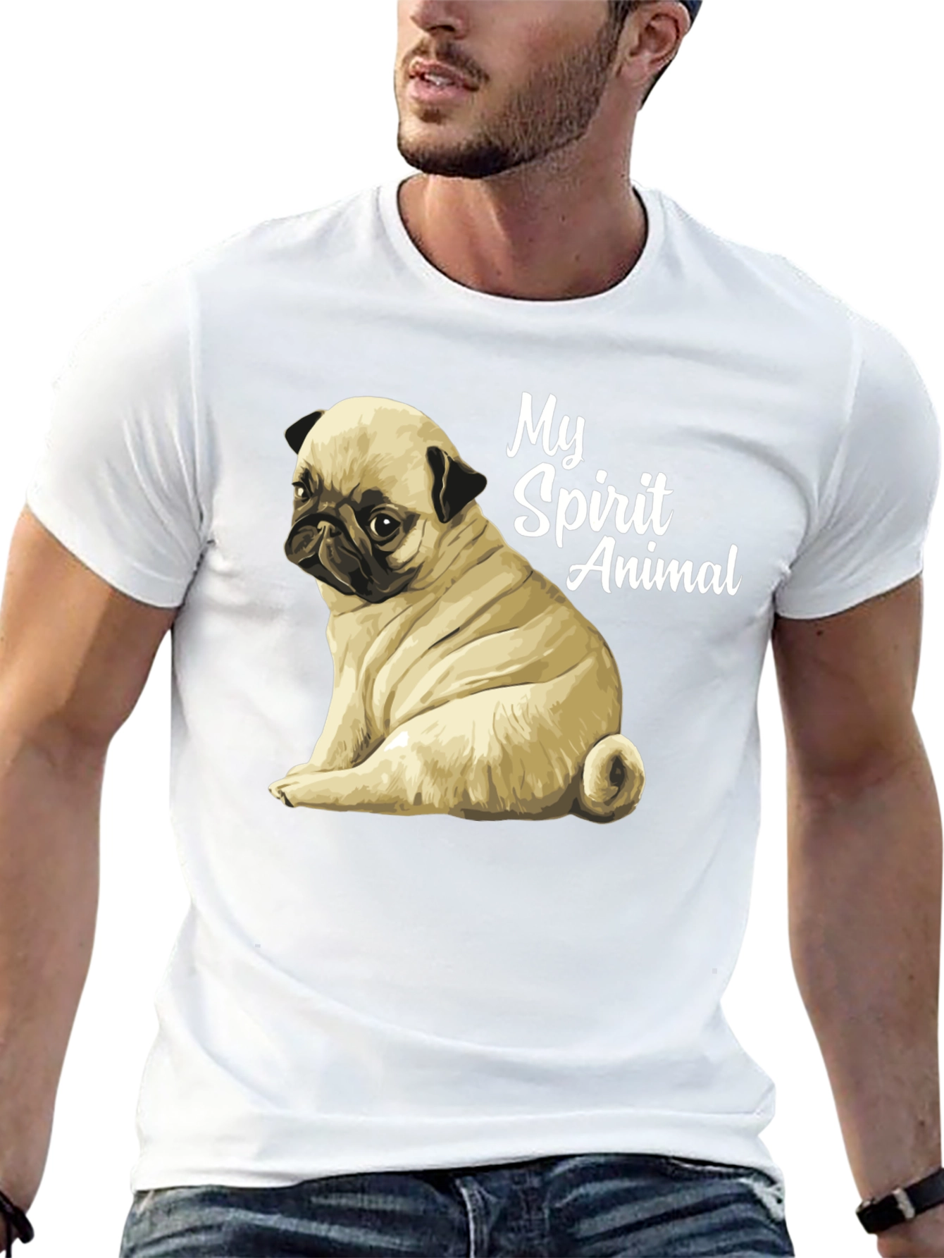 Black Pug Spirit Animal Black T-Shirt view 13