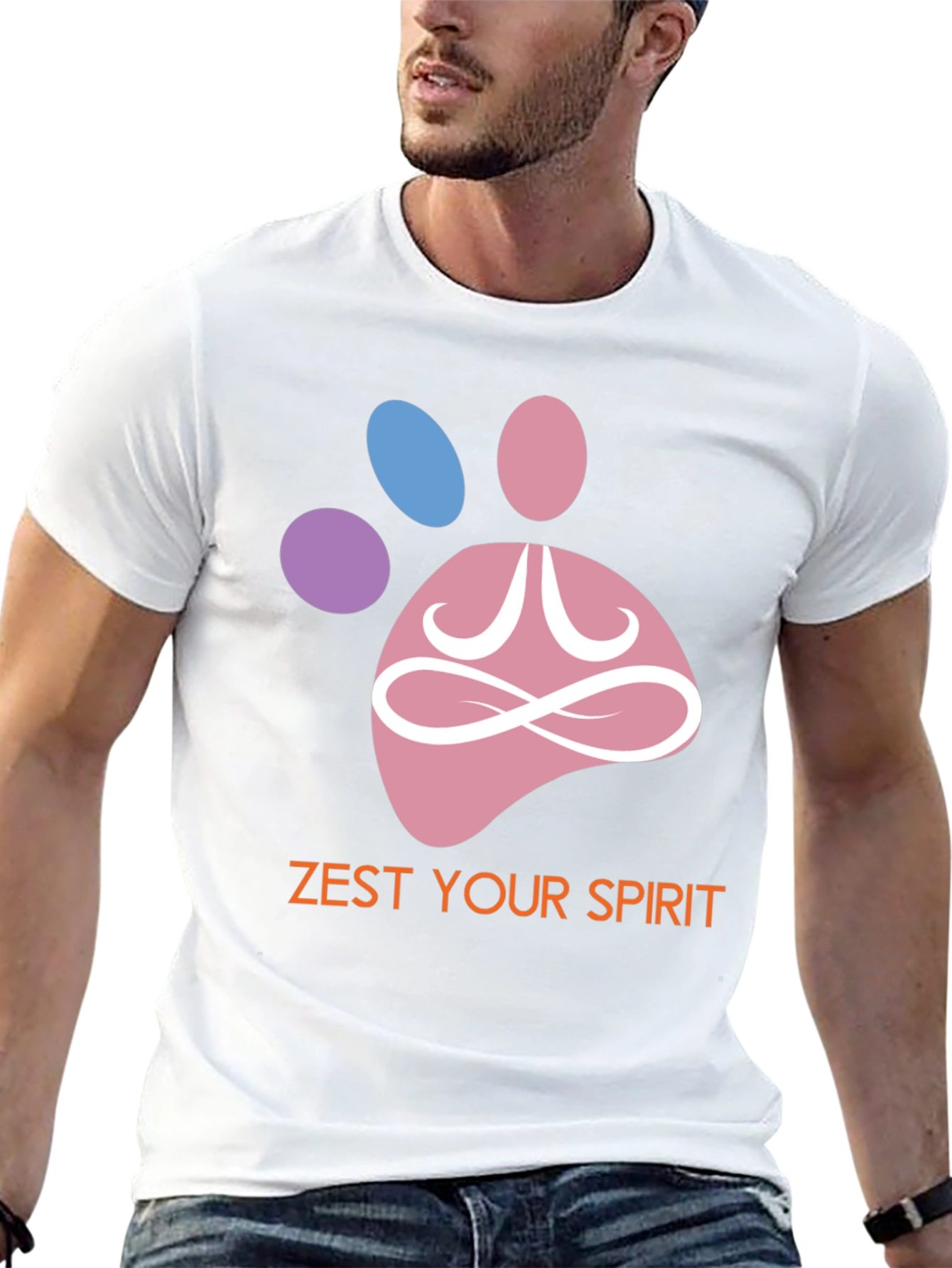 Black Zest Your Spirit T-Shirt - Zen Pet Paw Design view 13