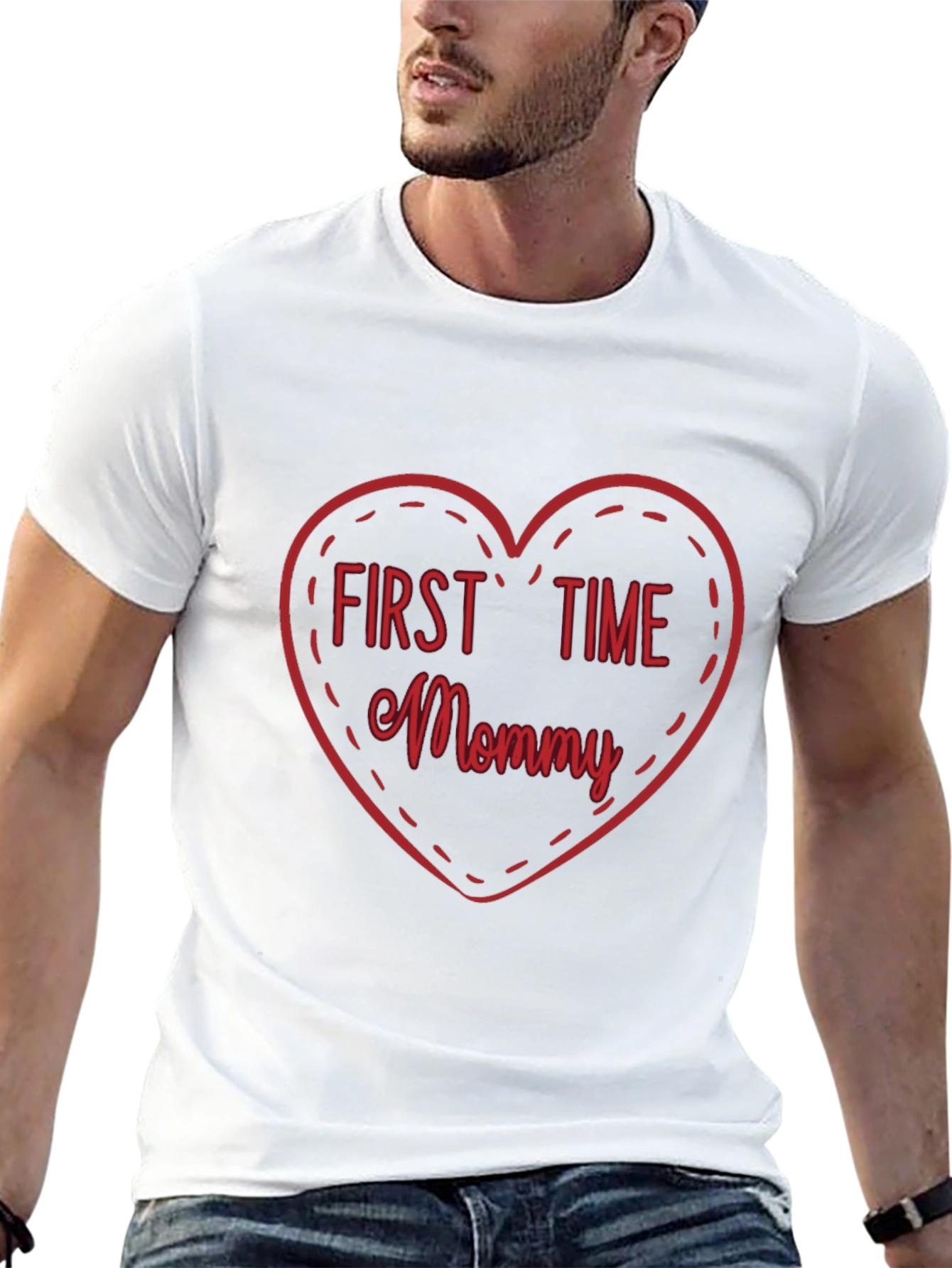 Black First Time Mommy Heart Tee - Soft Black T-Shirt view 13
