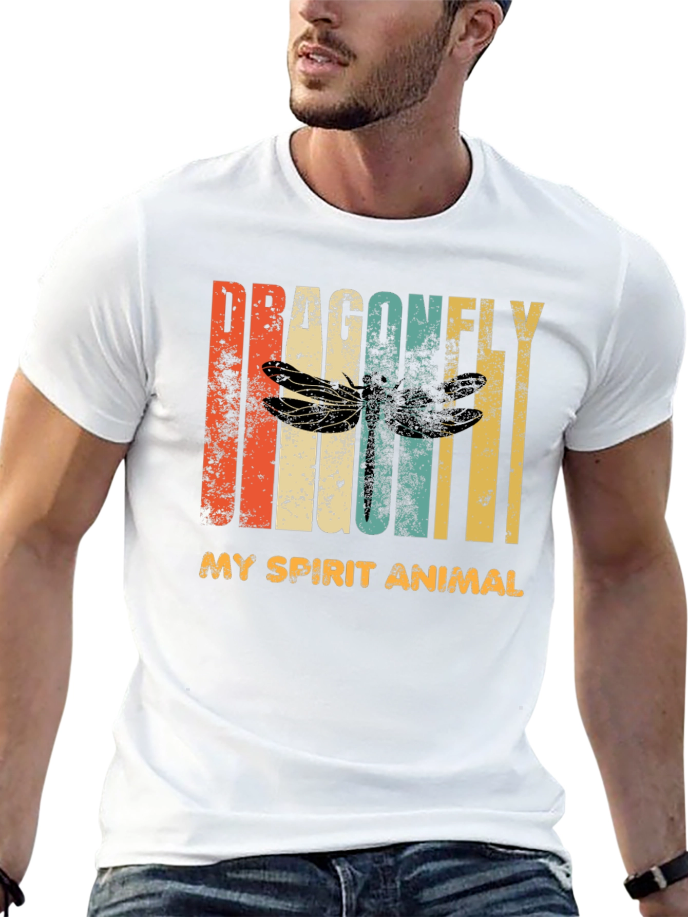 Black Dragonfly Spirit Animal Graphic T-Shirt - Vintage Style view 13