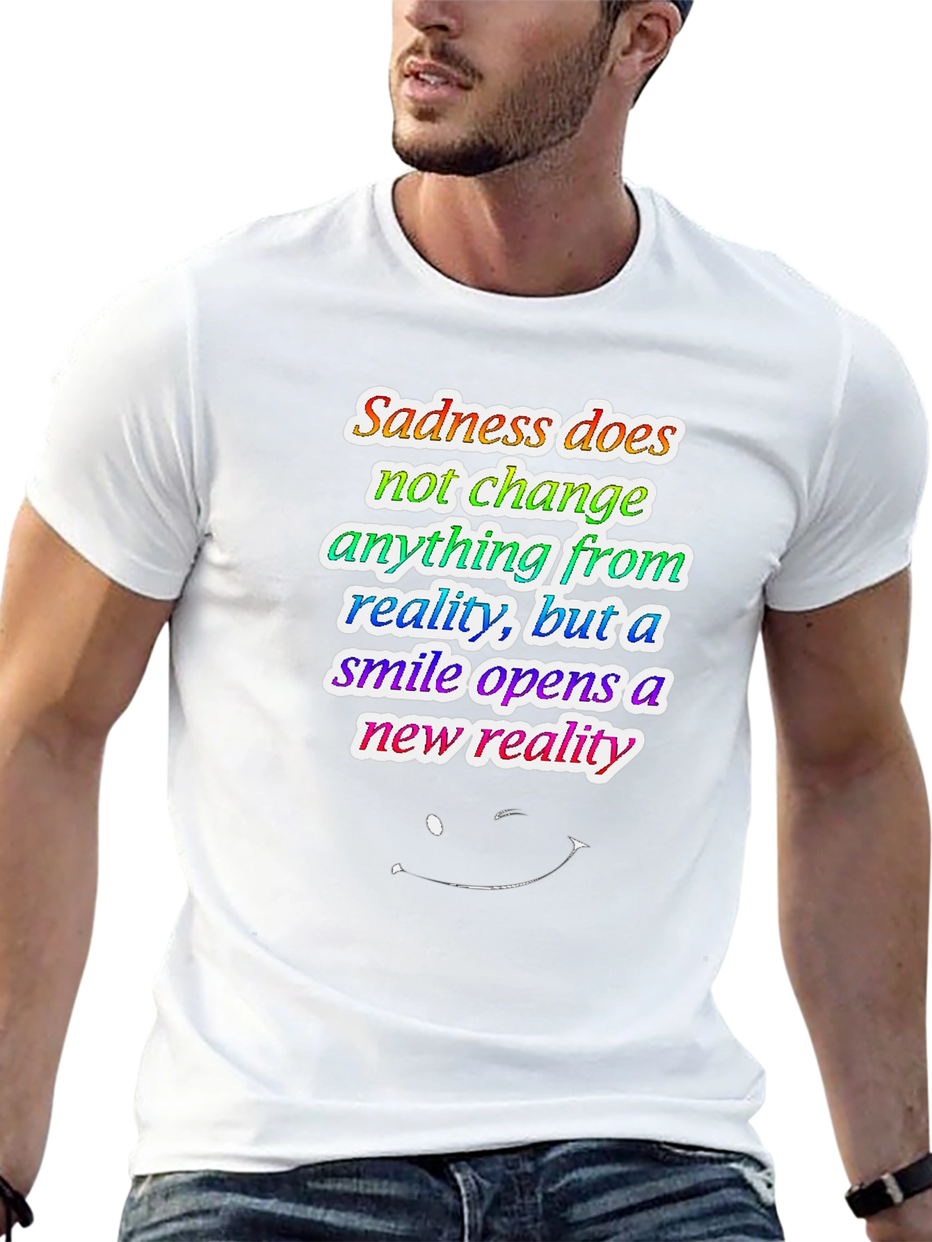 Black Inspirational Quote Graphic Tee - Sadness vs. Smile view 13