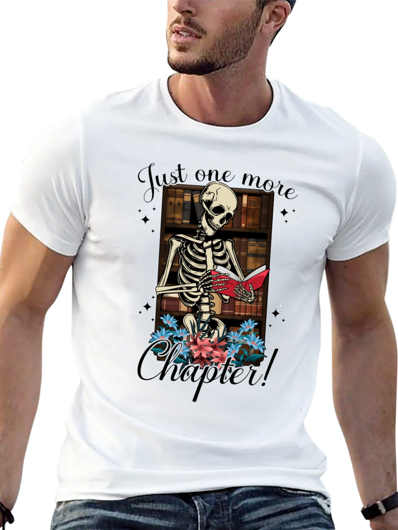 Black Just One More Chapter Skeleton T-Shirt view 13