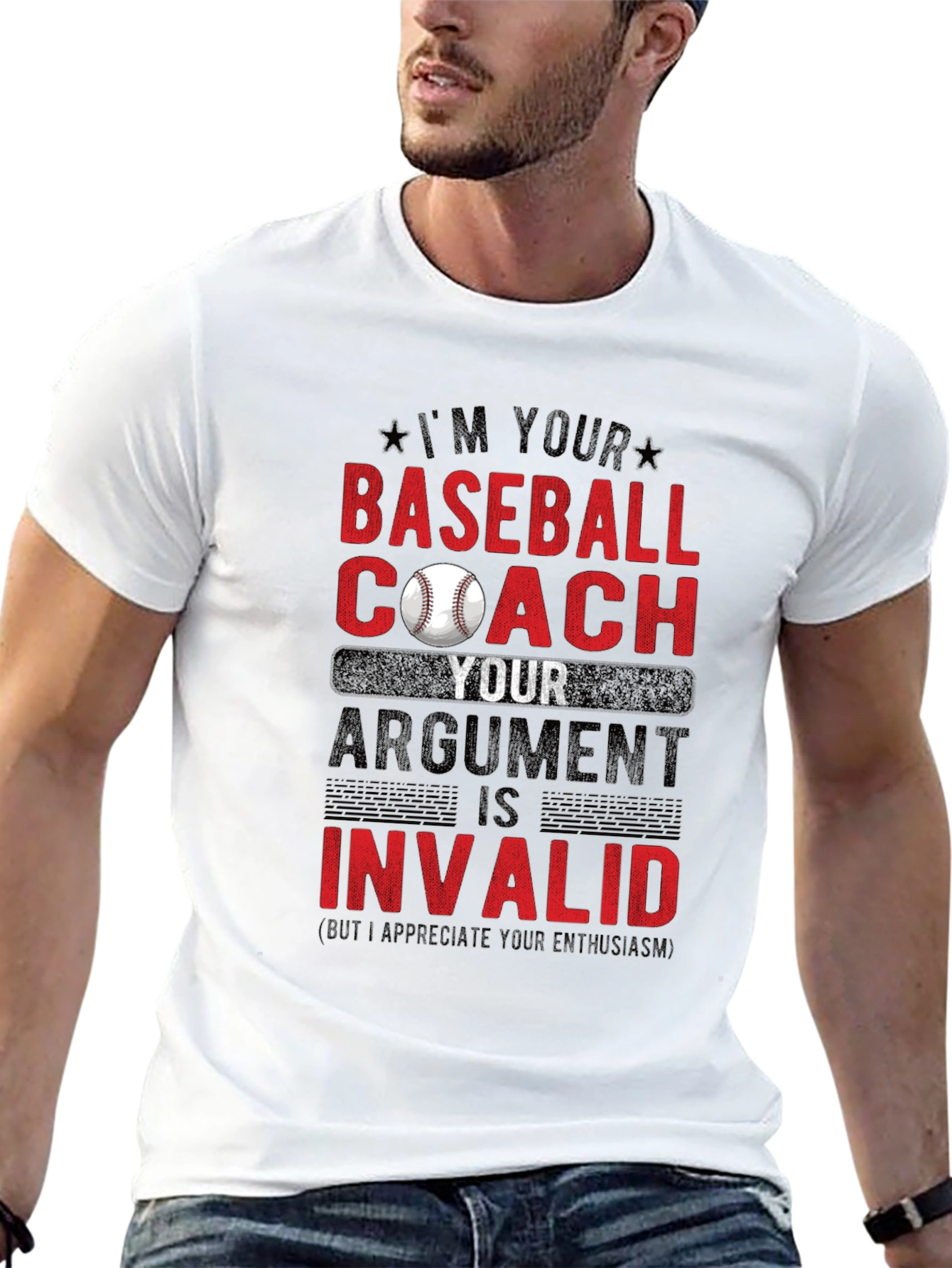 Black Baseball Coach T-Shirt - Argument Invalid view 13