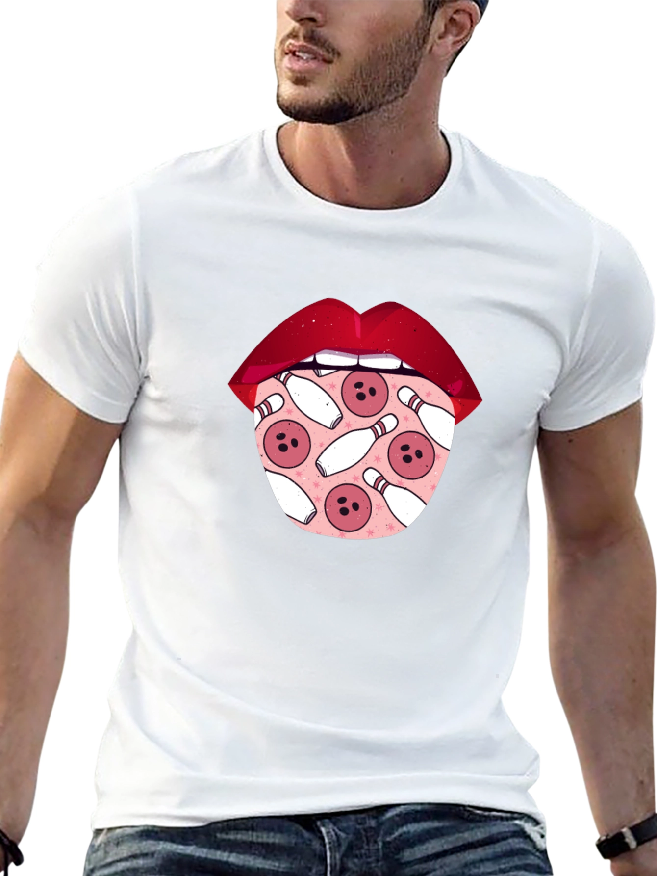 Black Bowling Lips Graphic Tee - Unique Design view 13