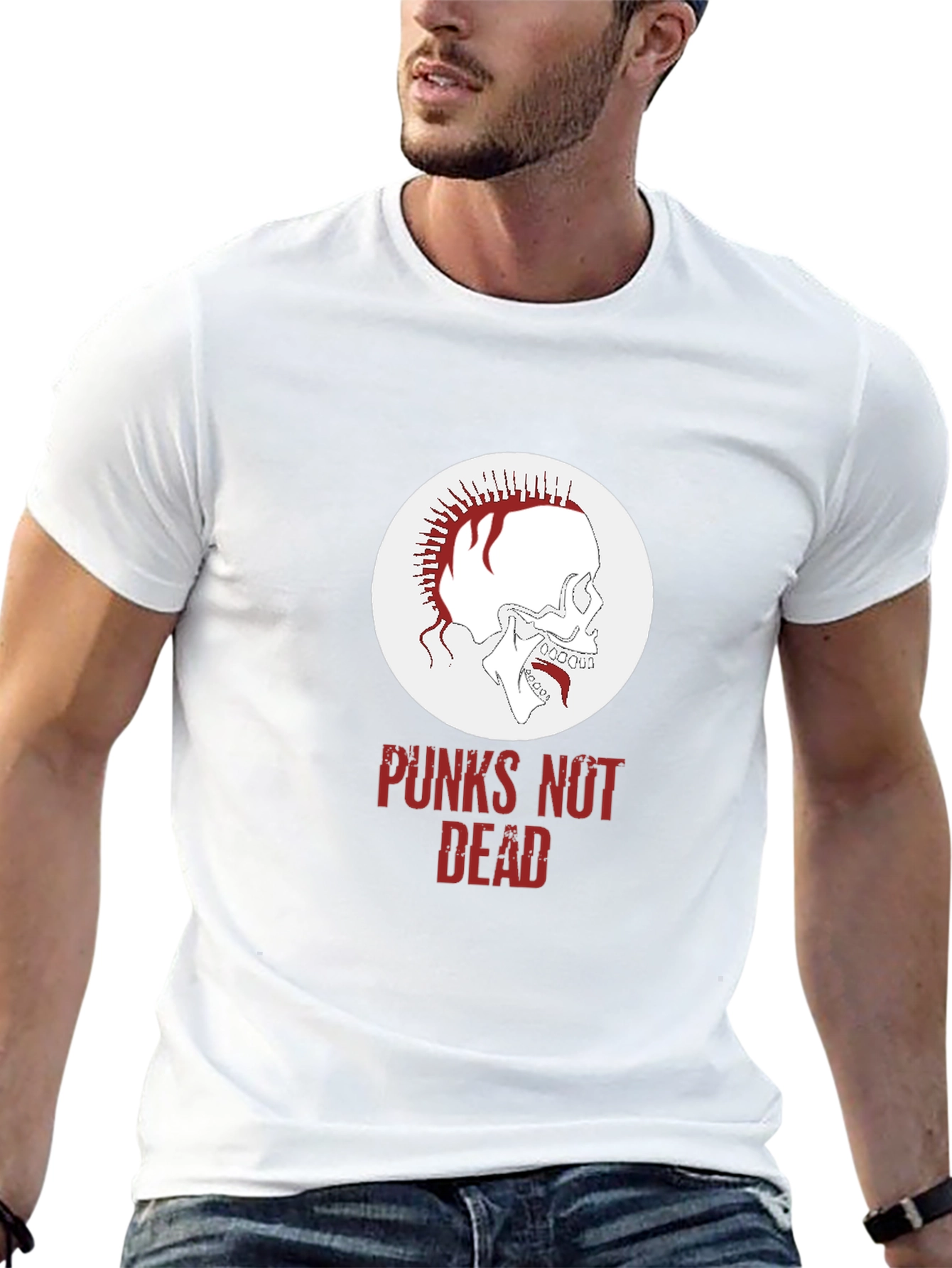 Black Punk Skull Graphic Tee - Punx Not Dead T-Shirt view 13