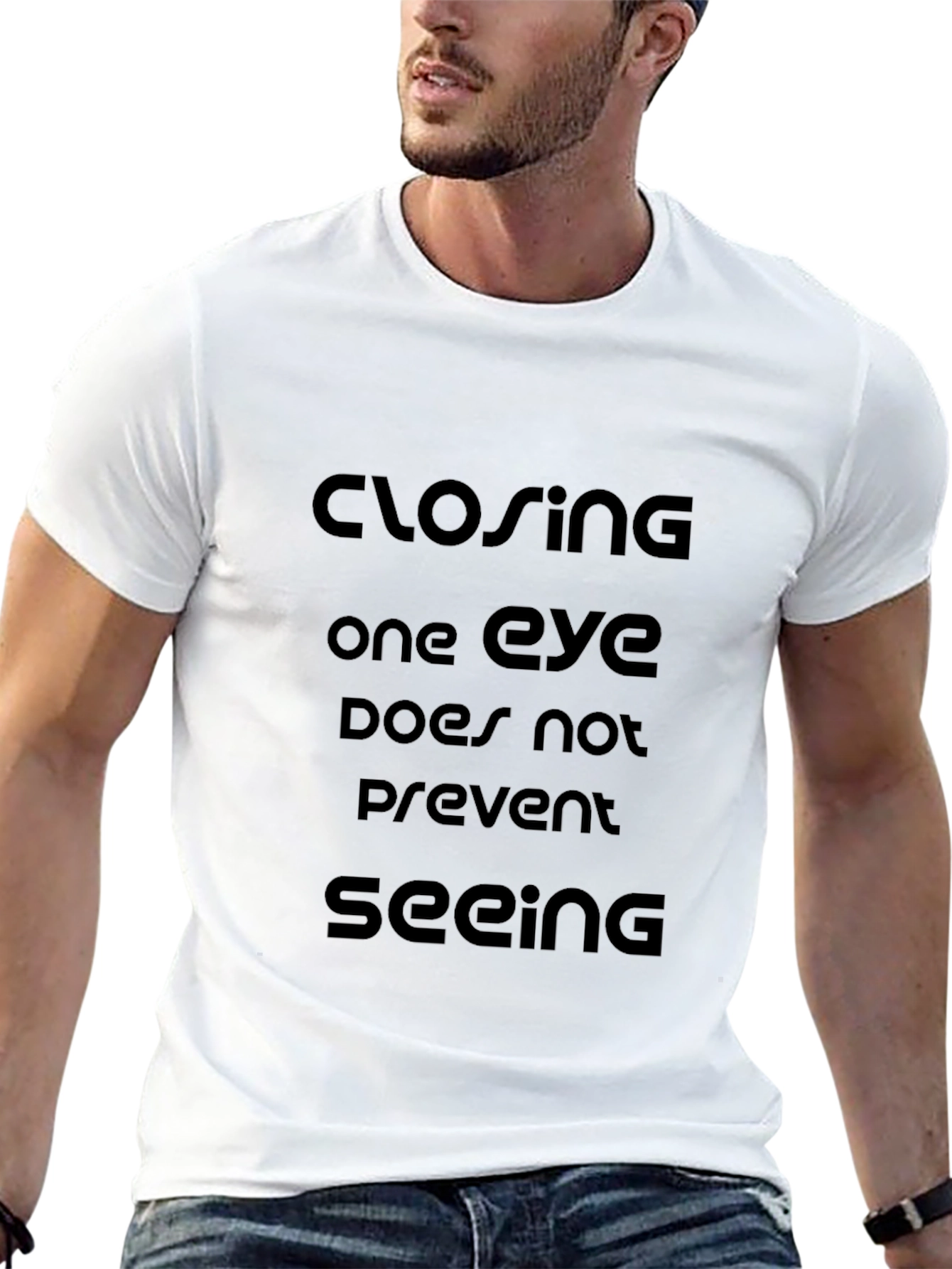 Black Closing One Eye T-Shirt view 13