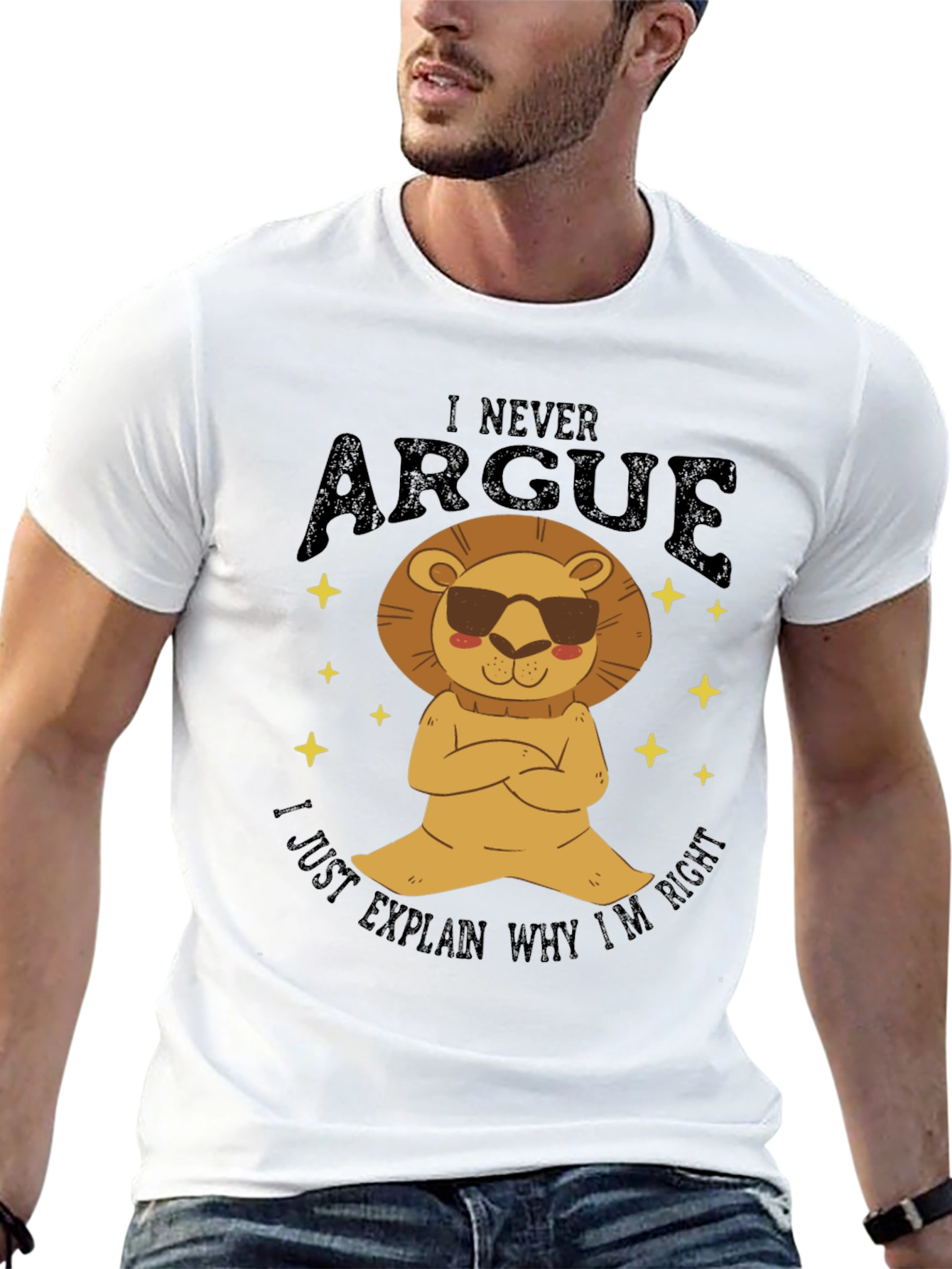 Black I Never Argue Lion Graphic T-Shirt - Funny Men's Tee view 13