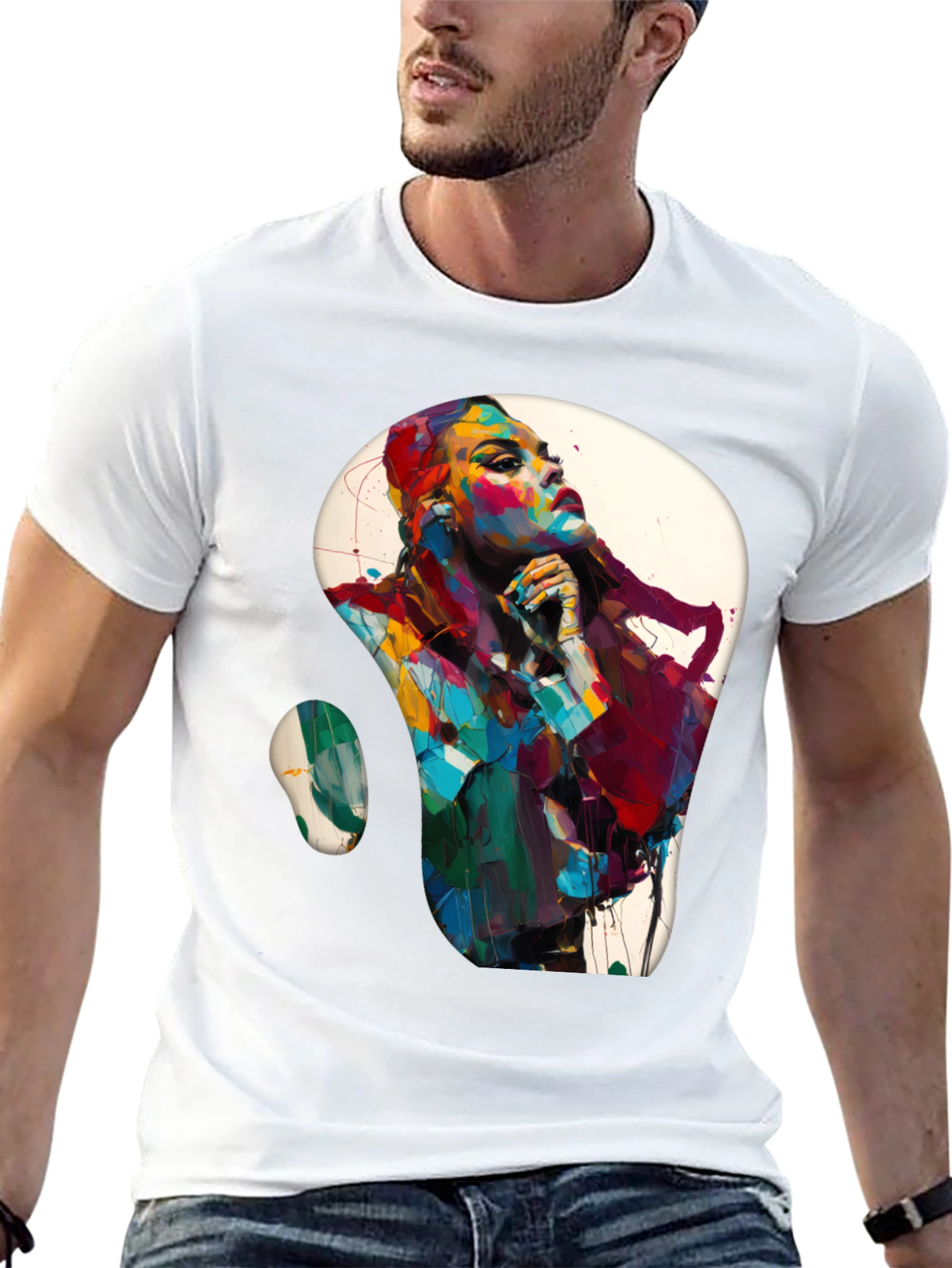 Black Abstract Woman Graphic Black T-Shirt view 13