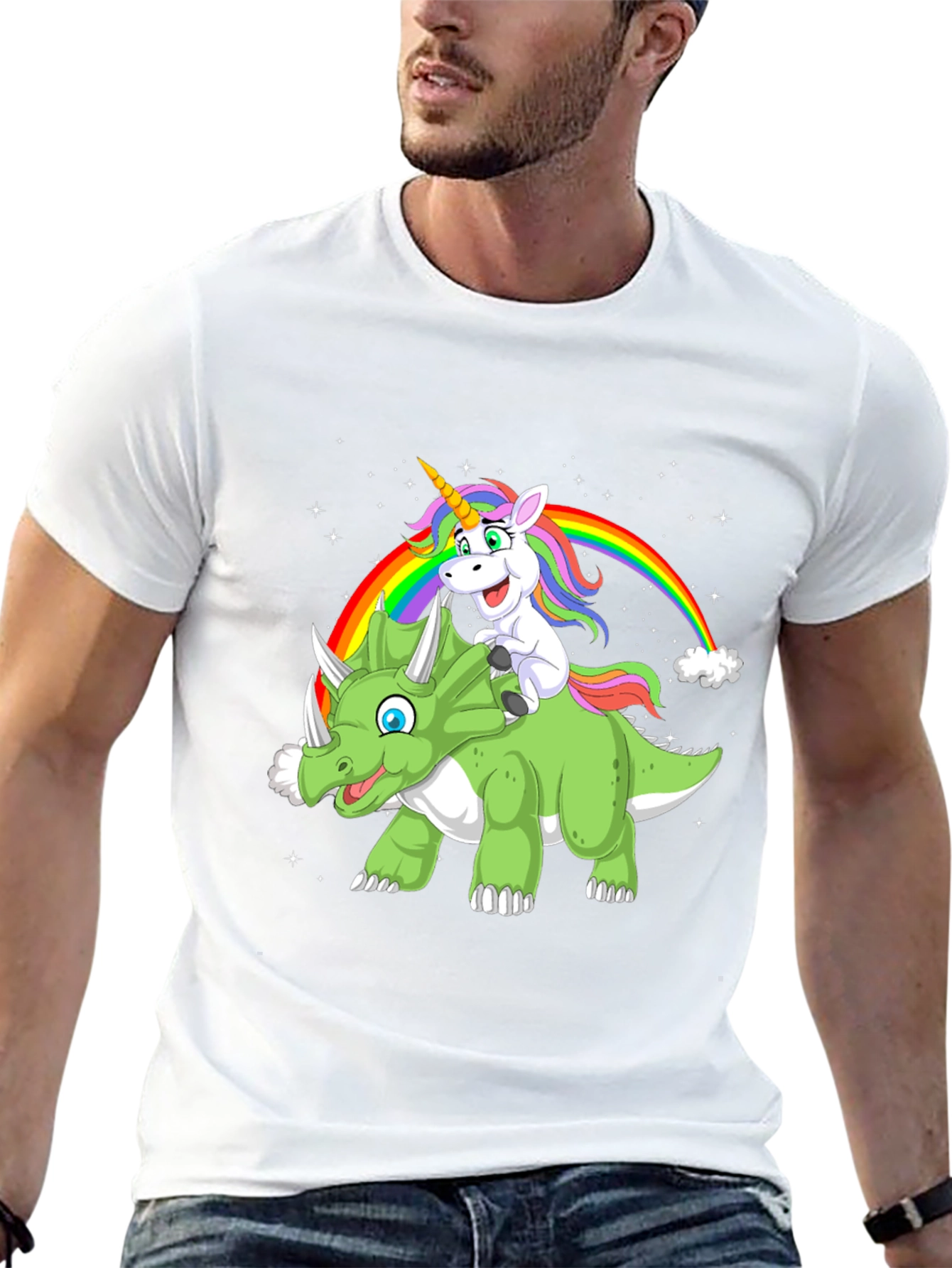 Black Unicorn & Dinosaur Graphic T-Shirt view 13