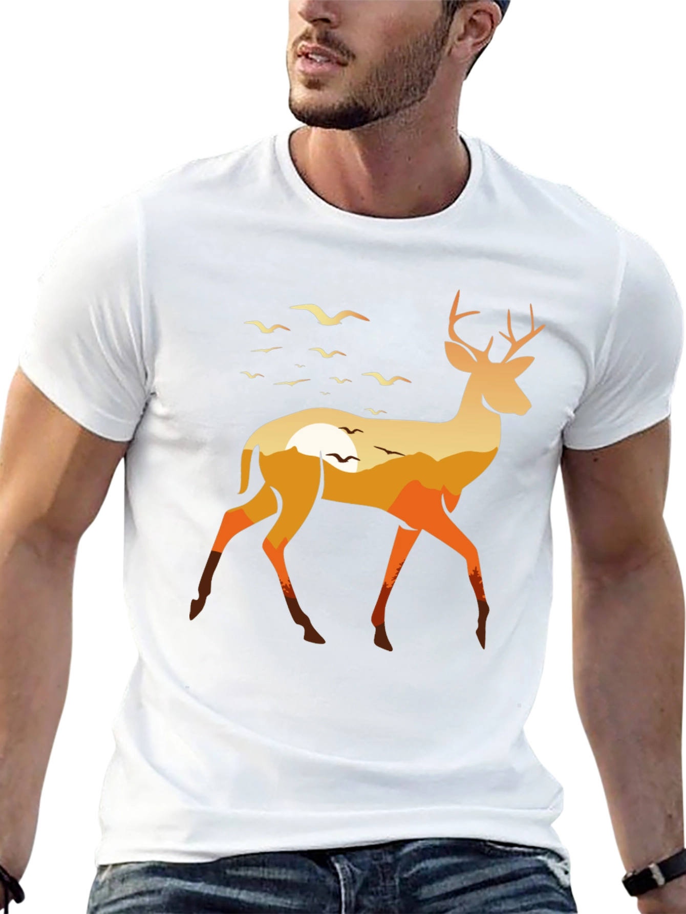 Black Nature Deer Graphic Tee - Stylish & Unique view 13