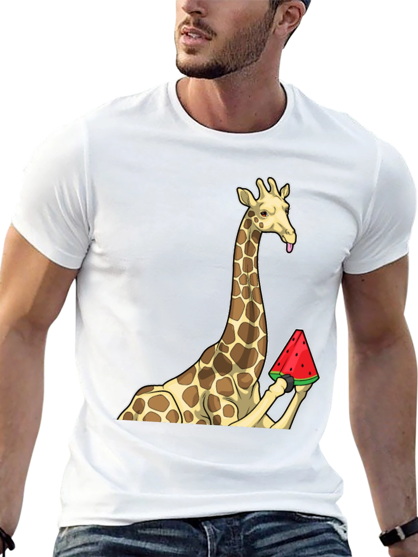 Black Giraffe Watermelon Graphic T-Shirt - Unique Design! view 13
