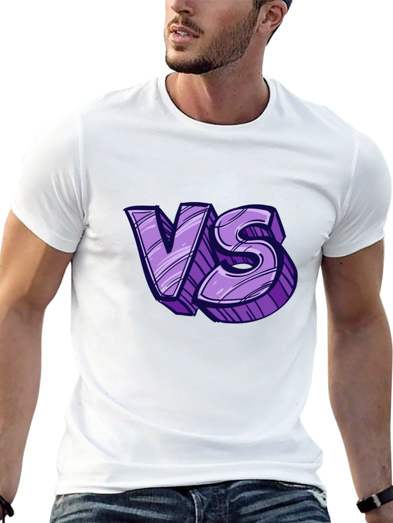 Black Versus Graphic Tee - Black Cotton T-Shirt view 13