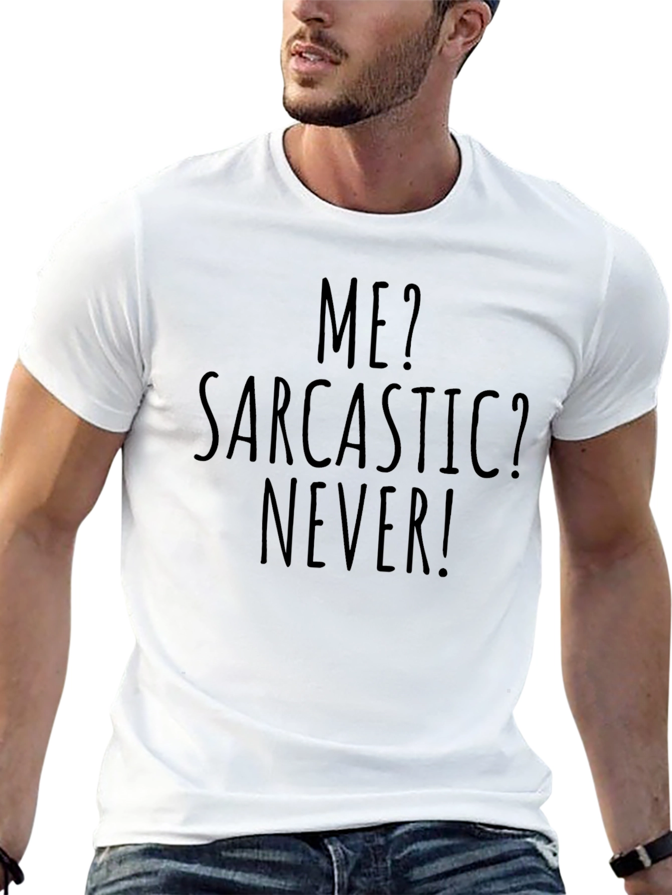 Black Sarcastic Never Men's T-Shirt view 13