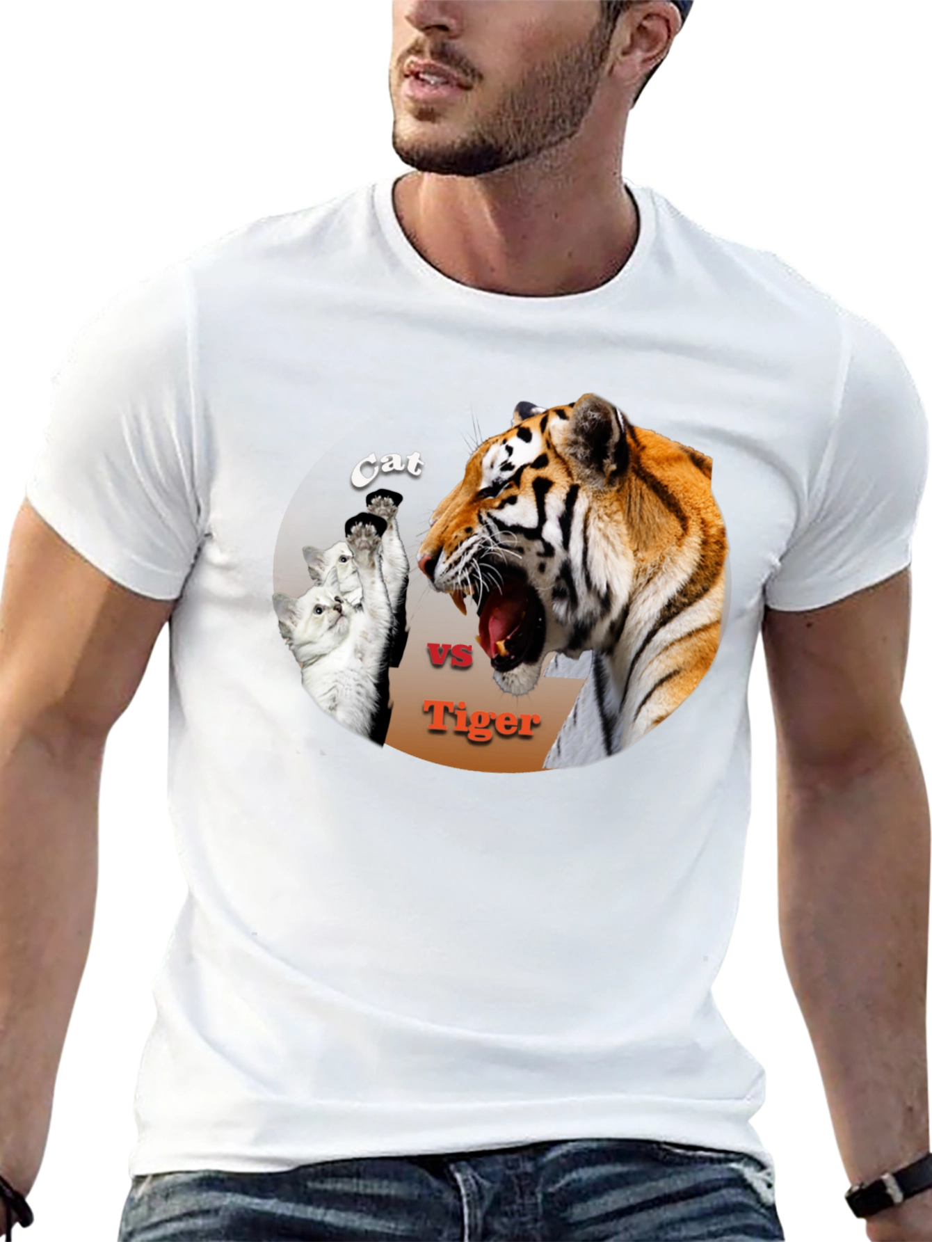 Black Cat vs. Tiger Black T-Shirt view 13