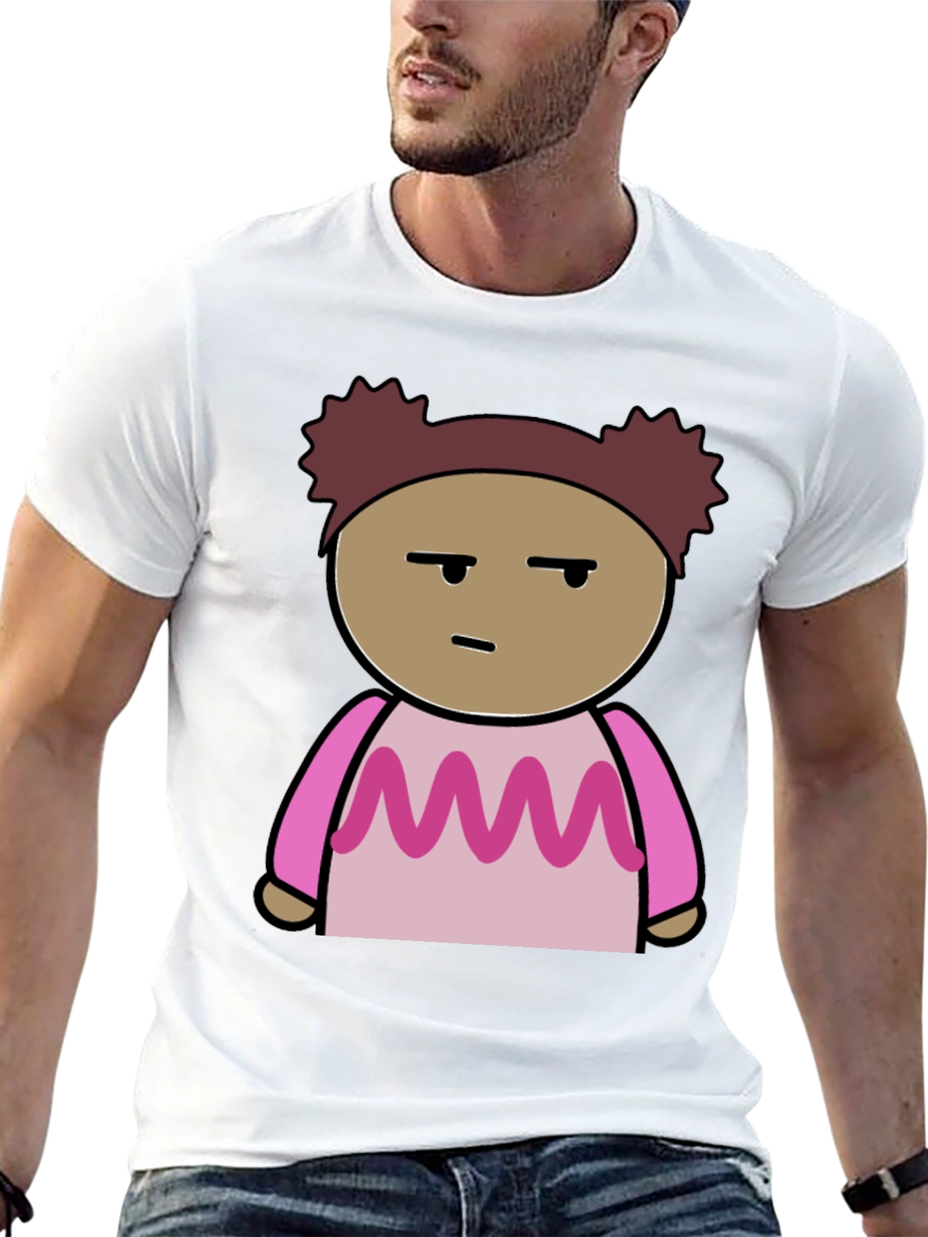 Black Cartoon Character Graphic Tee - Black Unisex T-Shirt view 13