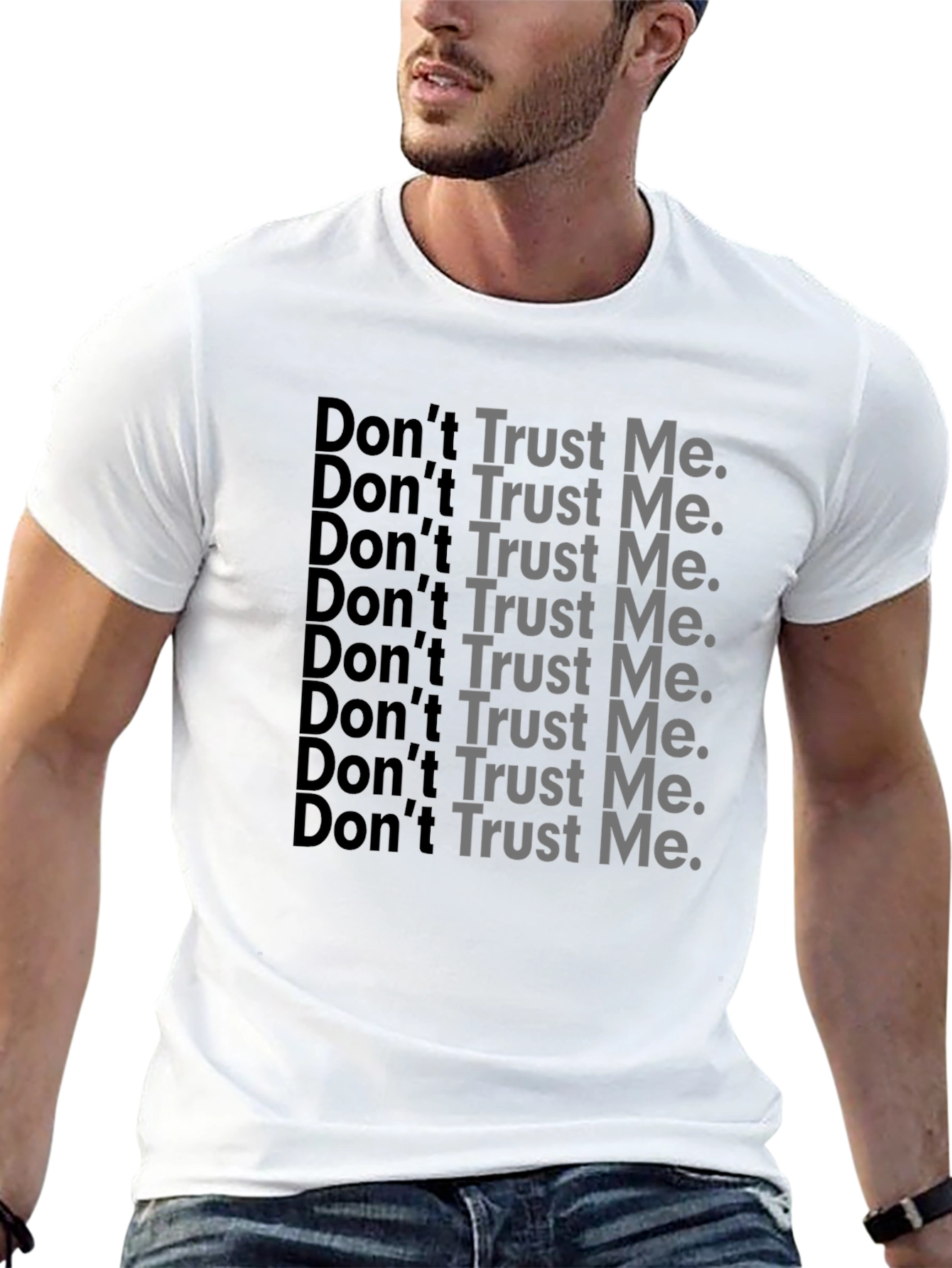 Black Don't Trust Me Graphic Print Black T-Shirt view 13