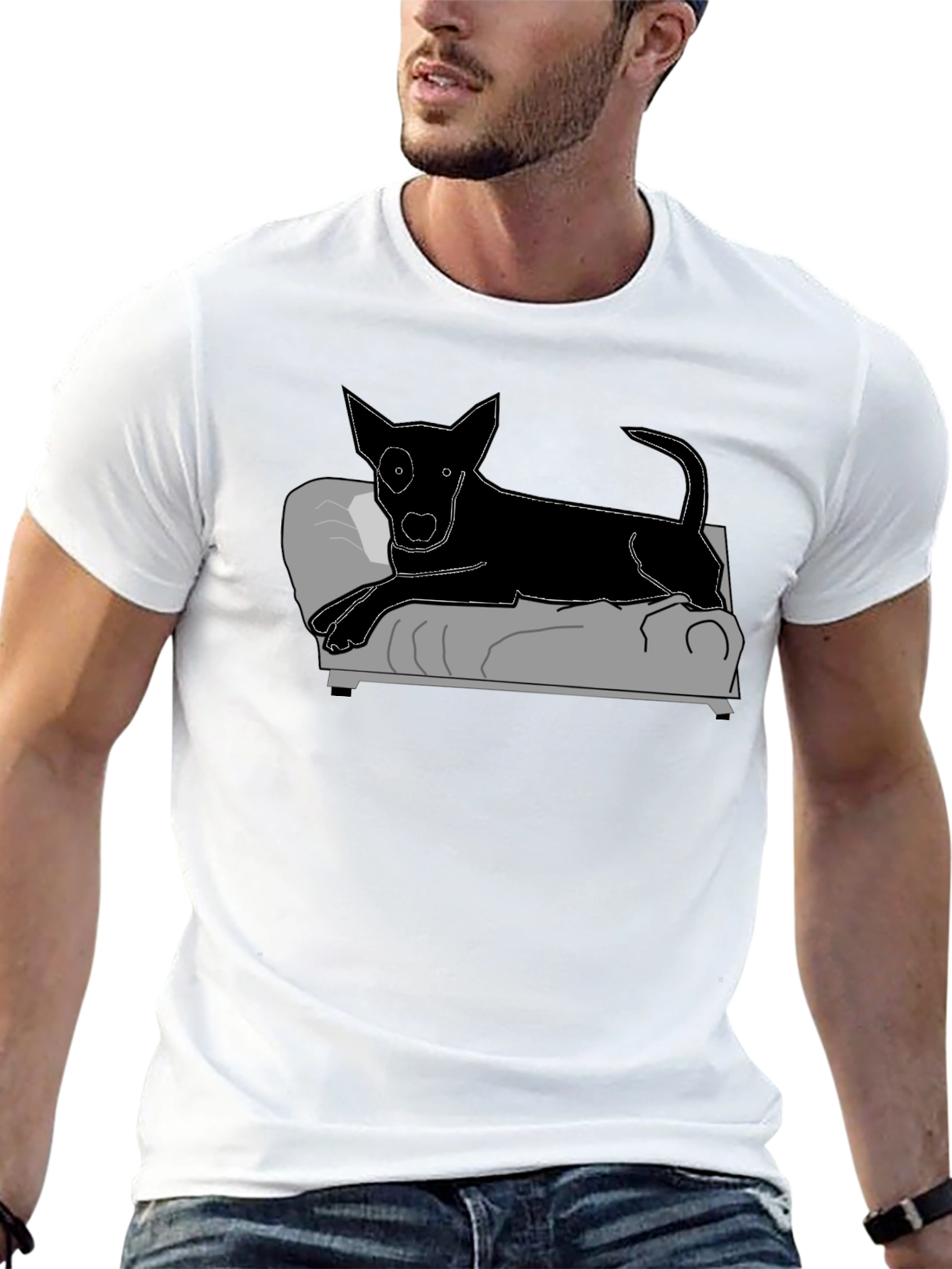 Black Dog on Couch Graphic Tee - Relaxed Style view 13