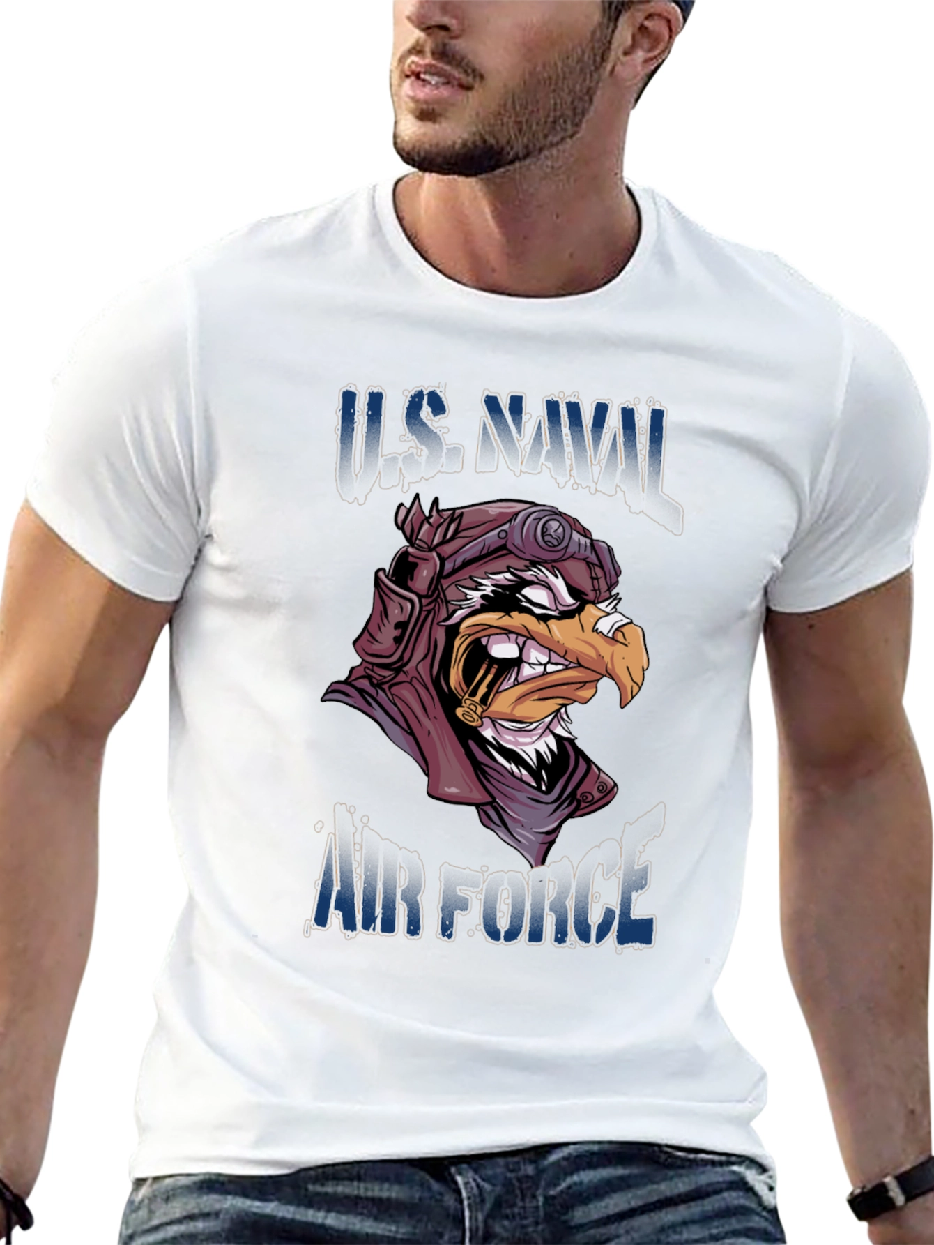 Black U.S. Naval Air Force Eagle T-Shirt view 13