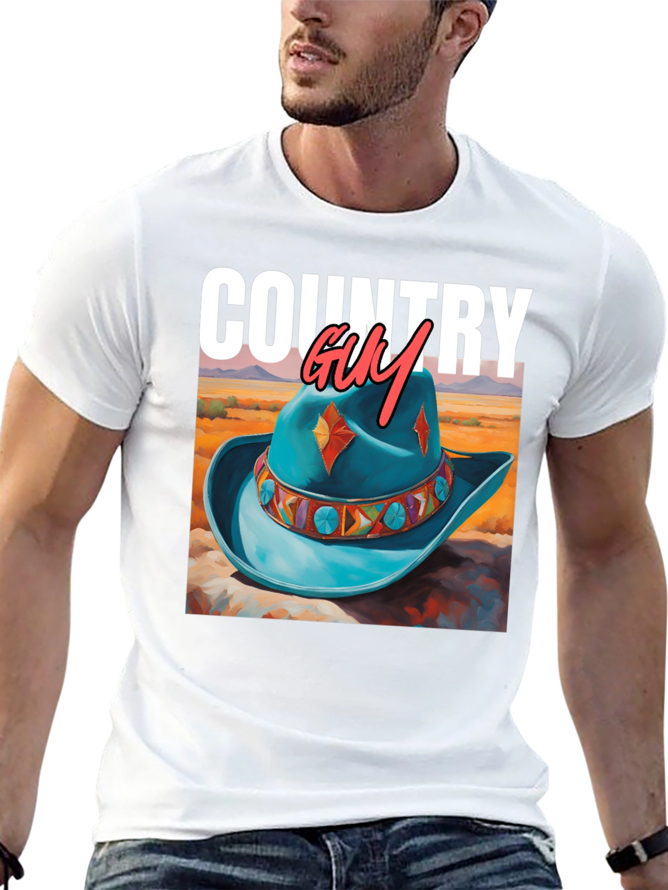 Country Guy Graphic Tee - Western Cowboy Hat Design - 13