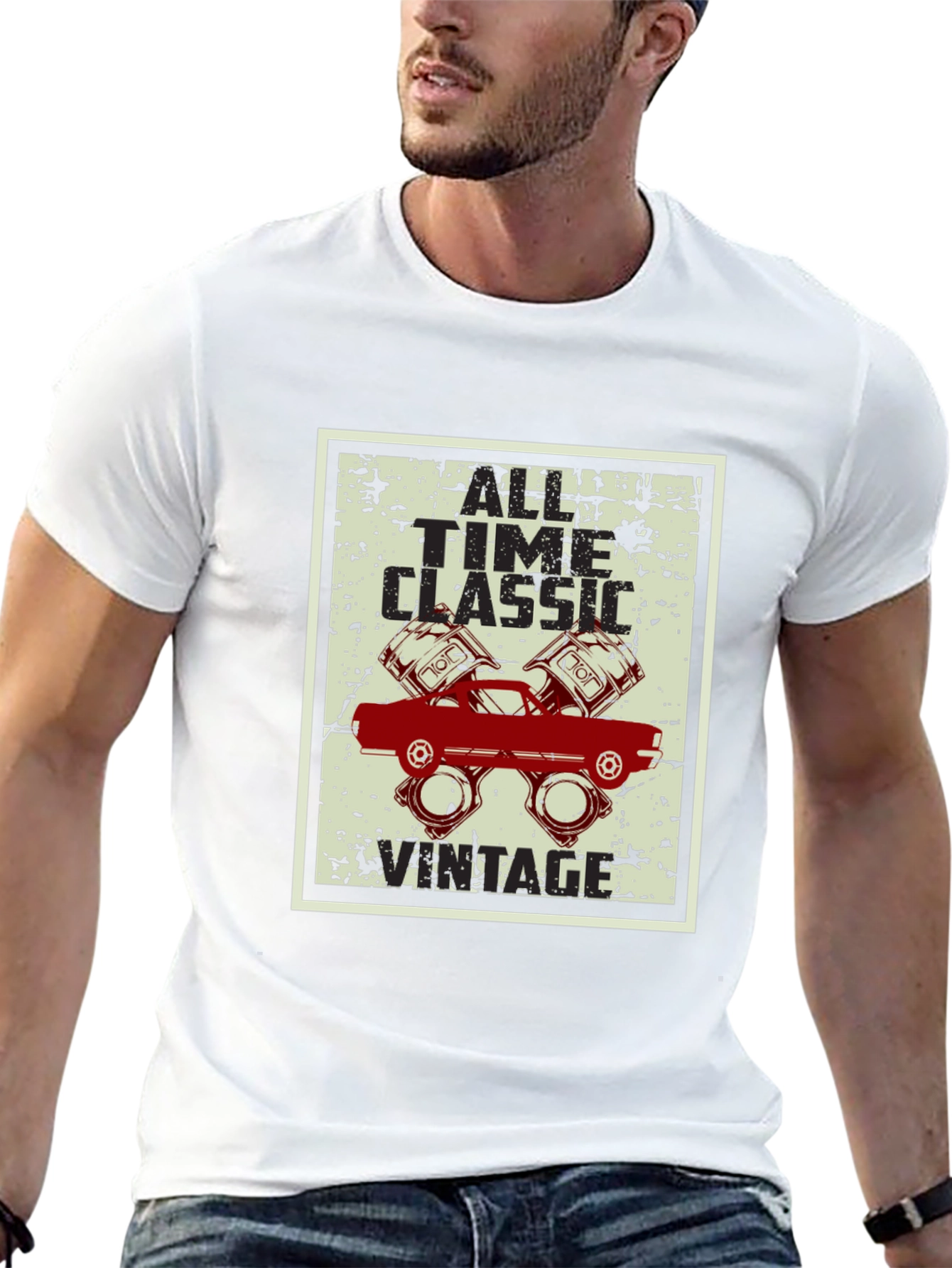 Black All Time Classic Vintage Car Graphic T-Shirt view 13