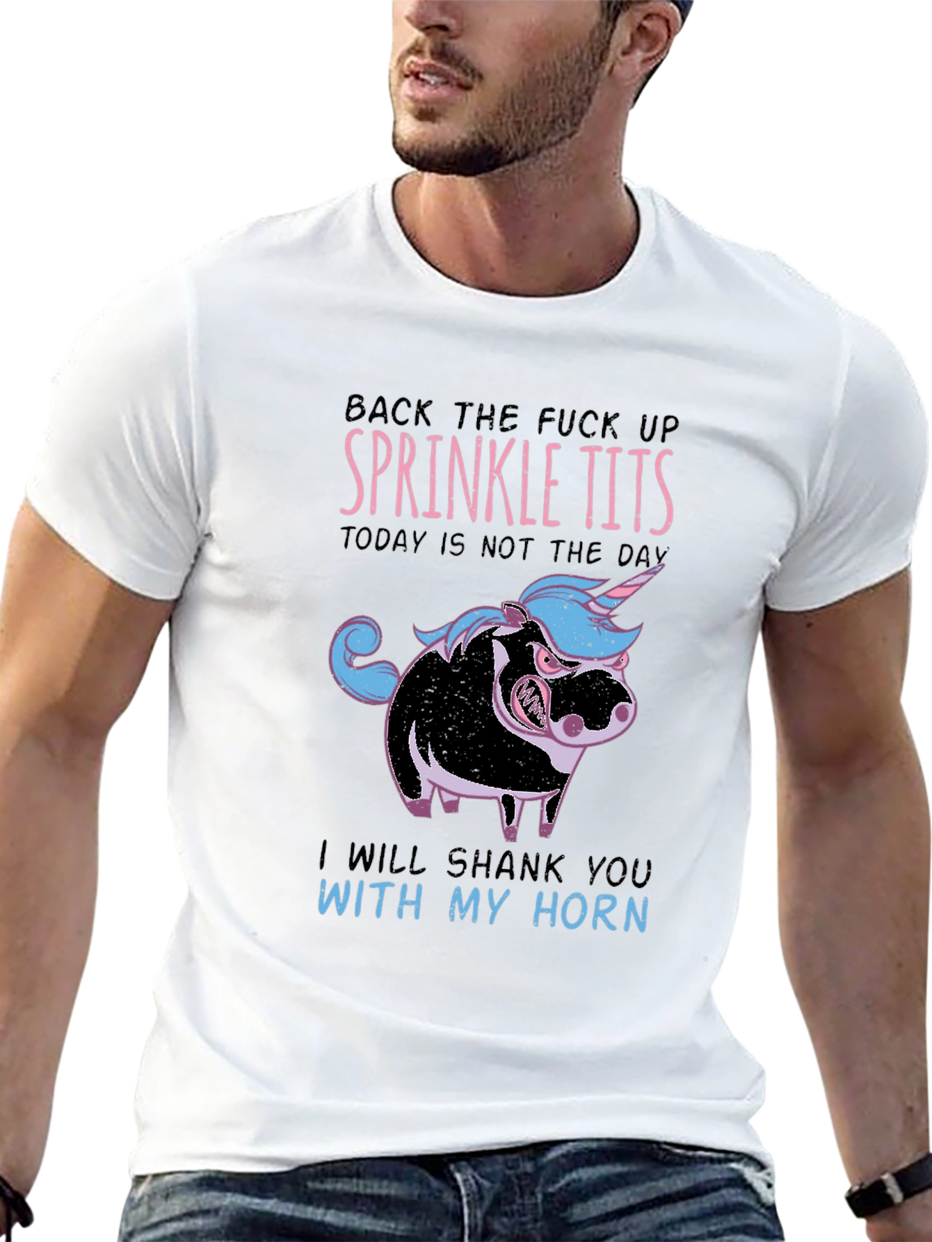 Black Funny "Sprinkle Tits" Graphic T-Shirt view 13