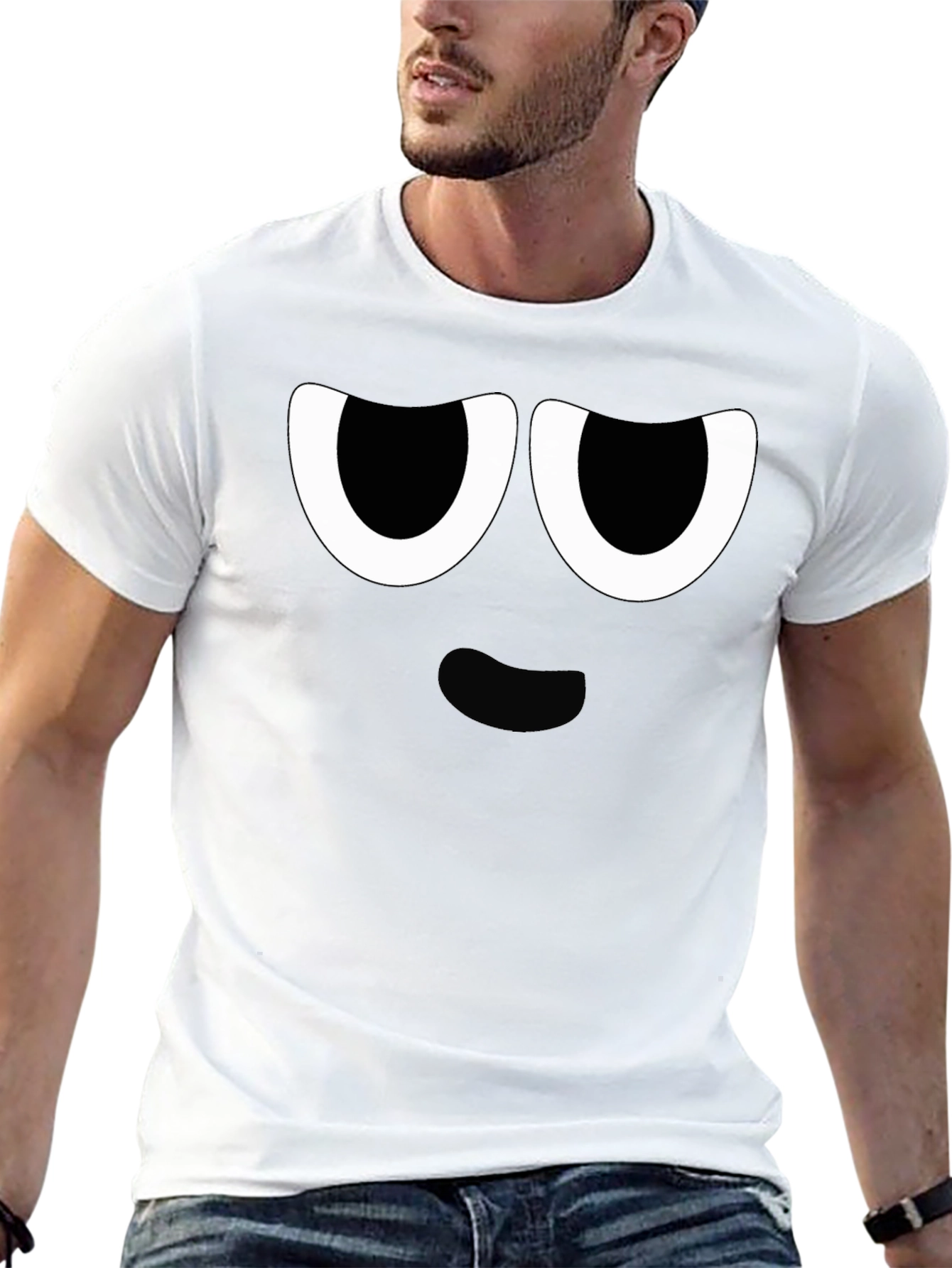 Black Funny Cartoon Face Graphic Black T-Shirt view 13