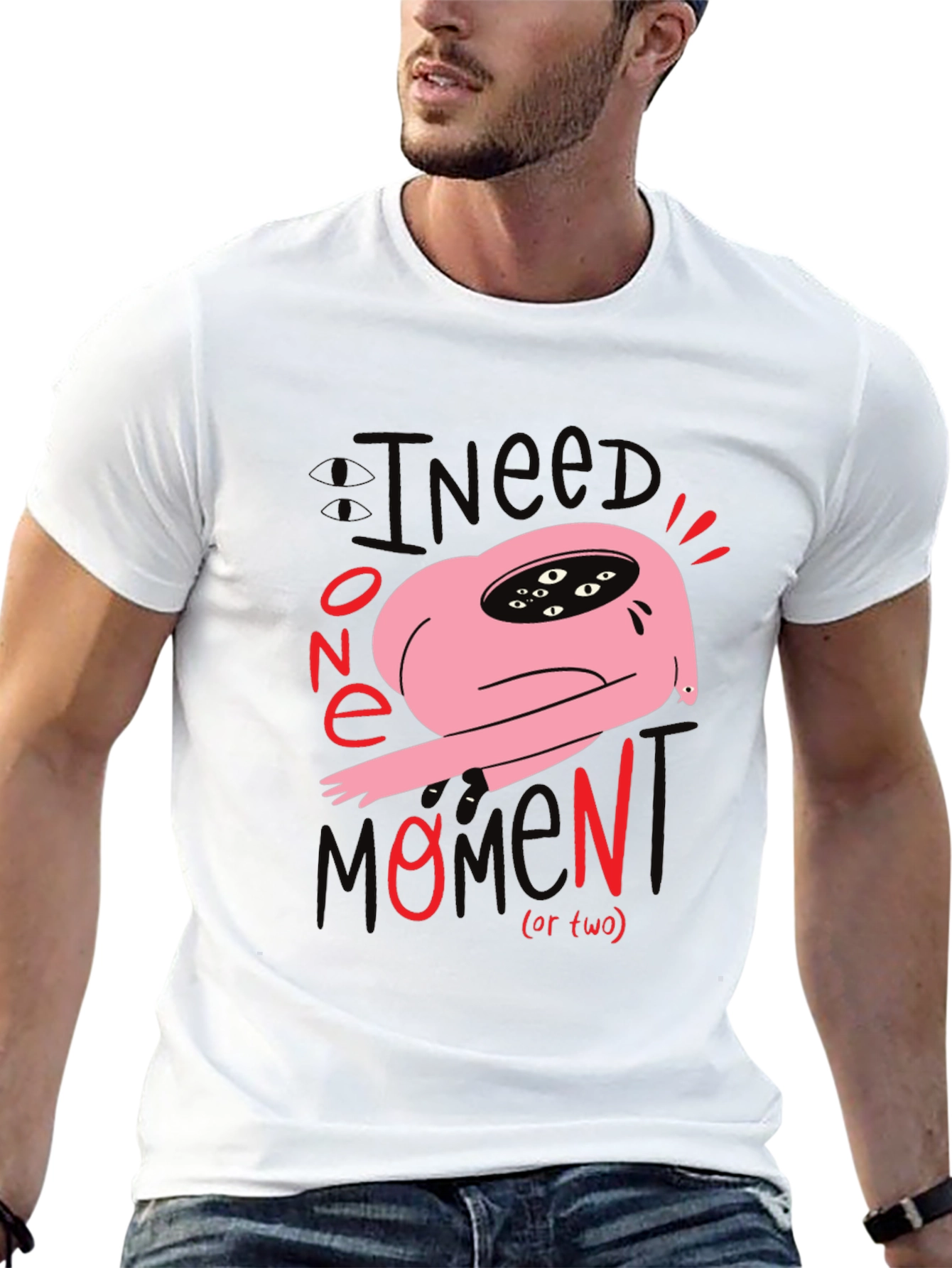Black I Need One Momen(t) T-Shirt: Unique Graphic Tee view 13