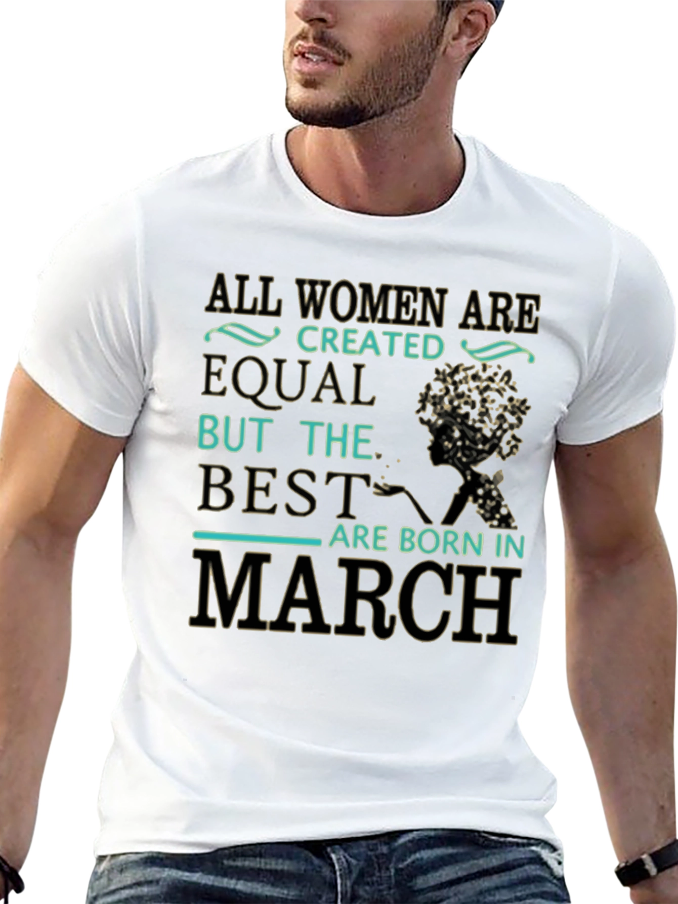 Black All Women Are Created Equal March Birthday T-Shirt view 13