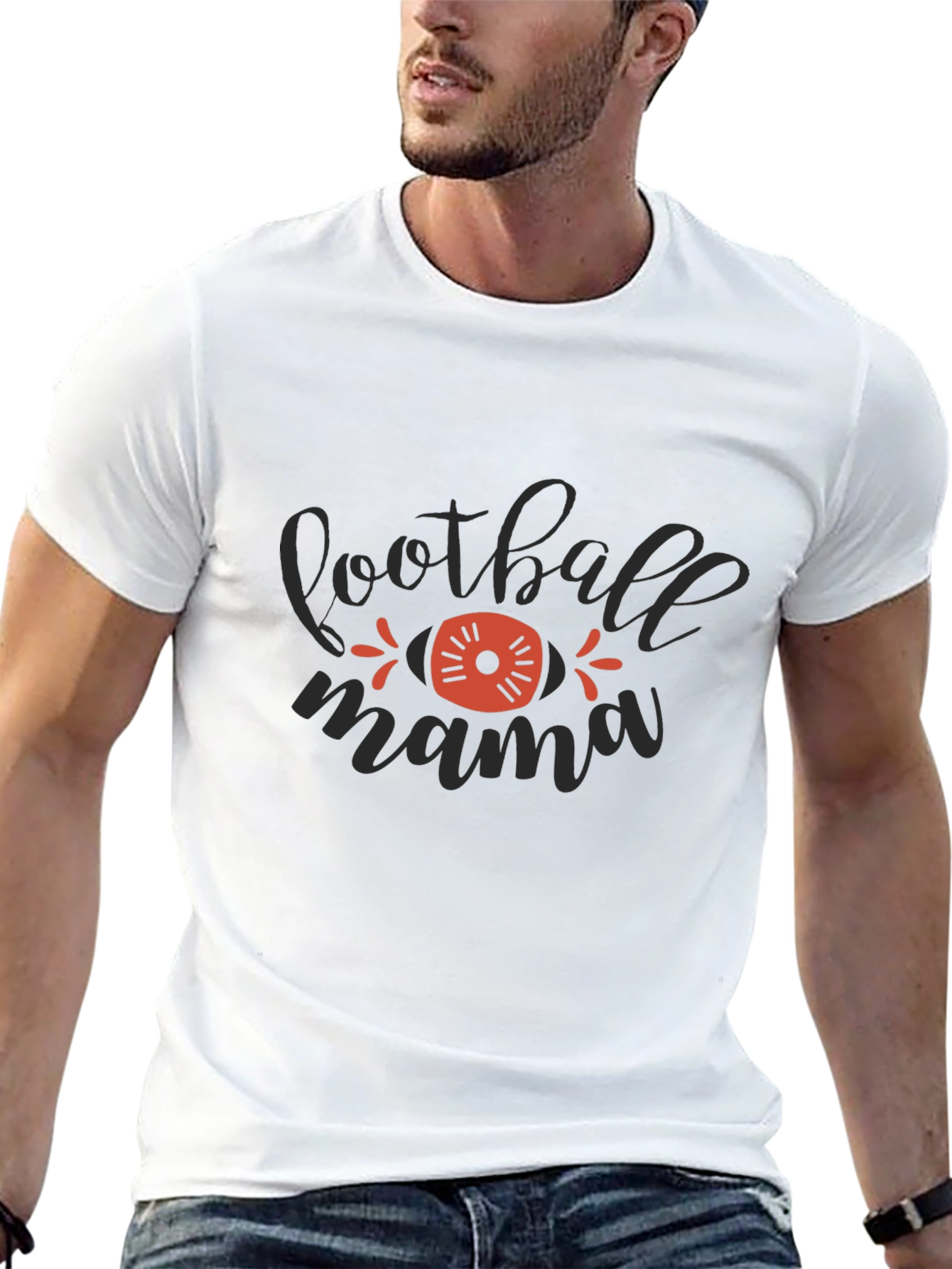 Black Football Mama Graphic T-Shirt view 13