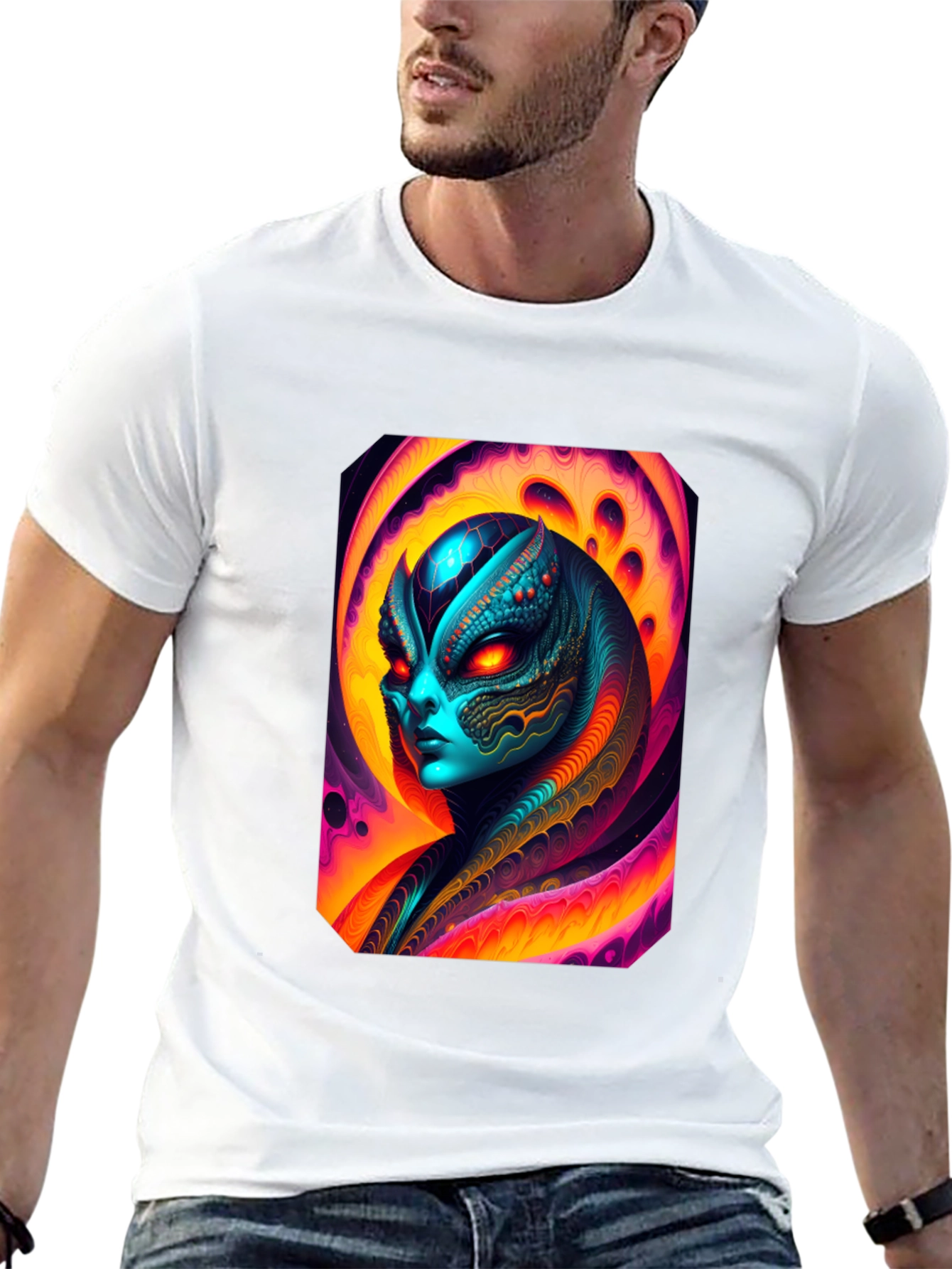Black Alien Graphic Tee - Black Cotton T-Shirt view 13