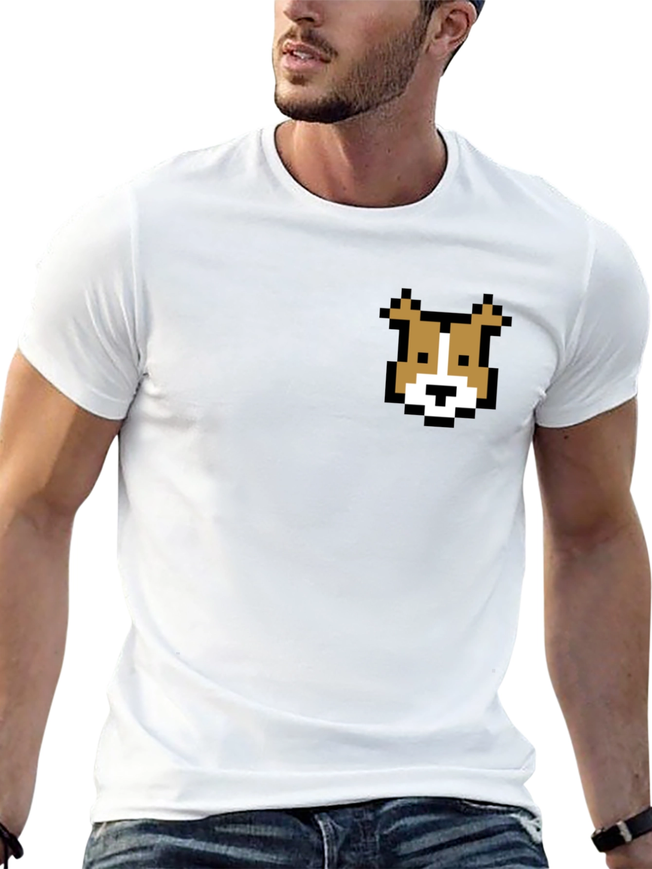 Black Pixel Dog T-Shirt - Retro Gaming Style Tee view 13