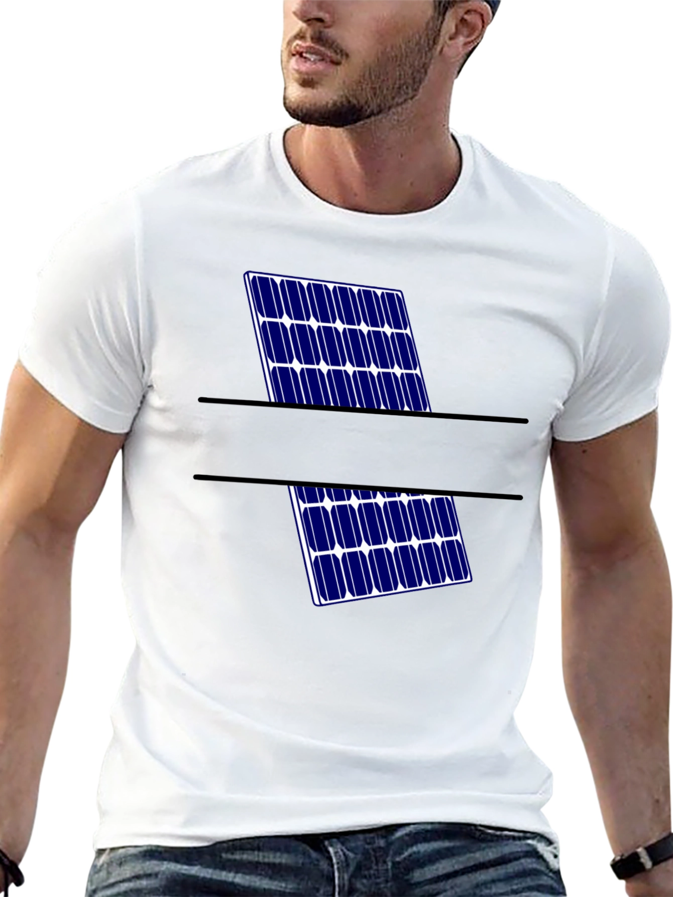 Black Solar Panel Graphic Tee - Eco-Friendly Style view 13