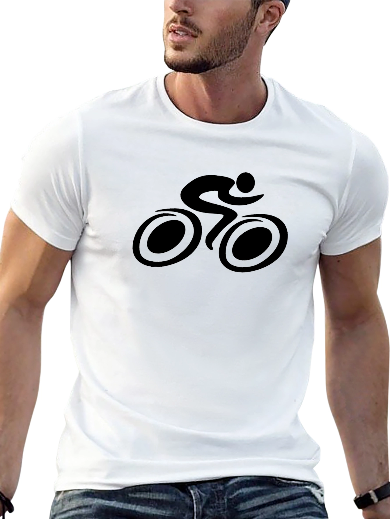 Black Cycling Silhouette Tee - Black Cotton Rider Shirt view 13