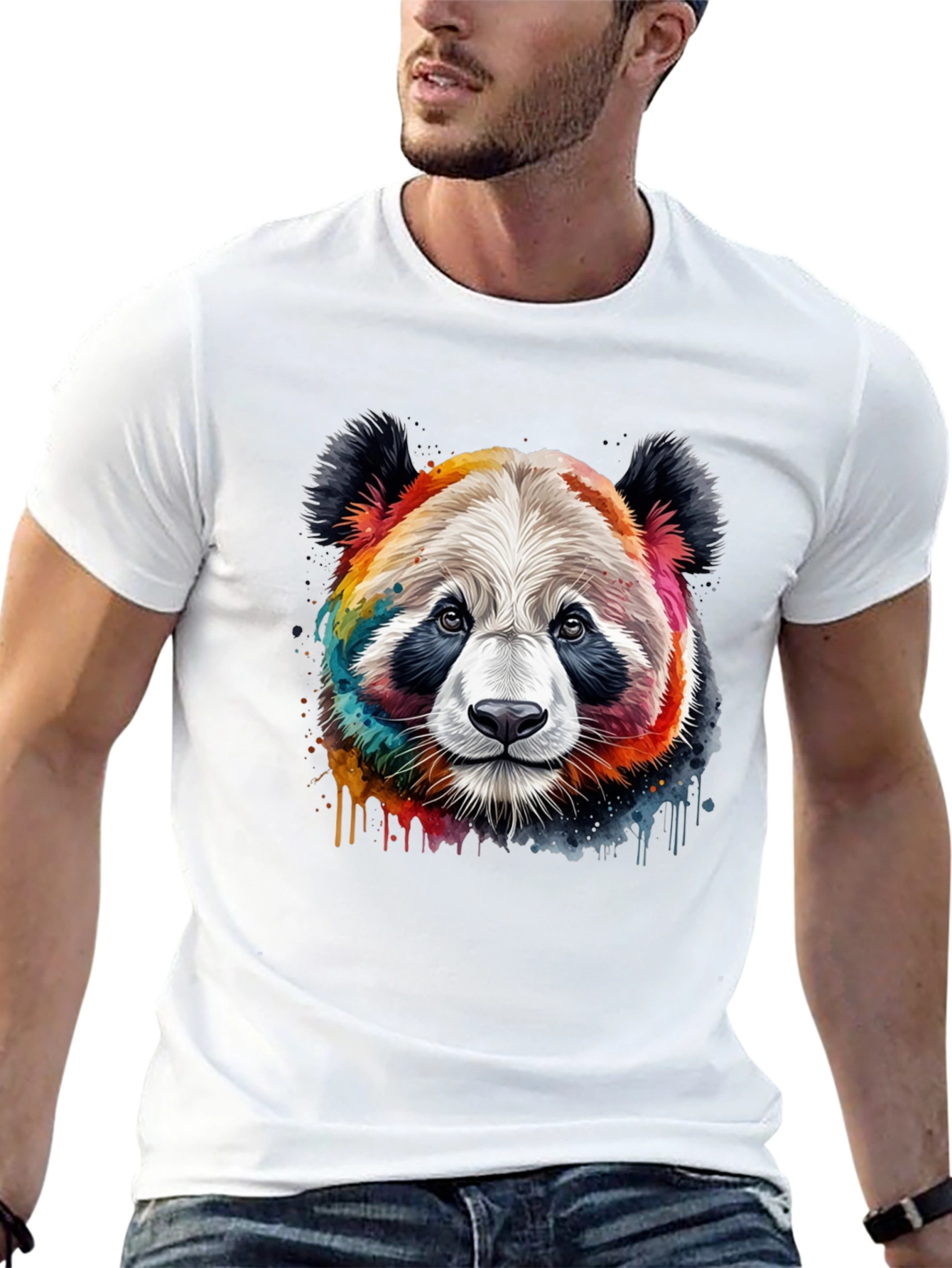 Black Rainbow Panda Graphic T-Shirt view 13