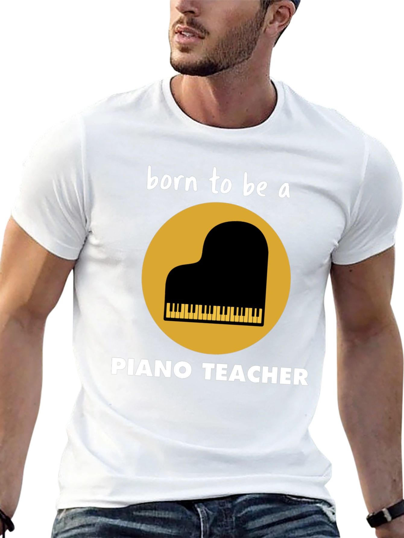 Black Born to be a Piano Teacher T-Shirt view 13