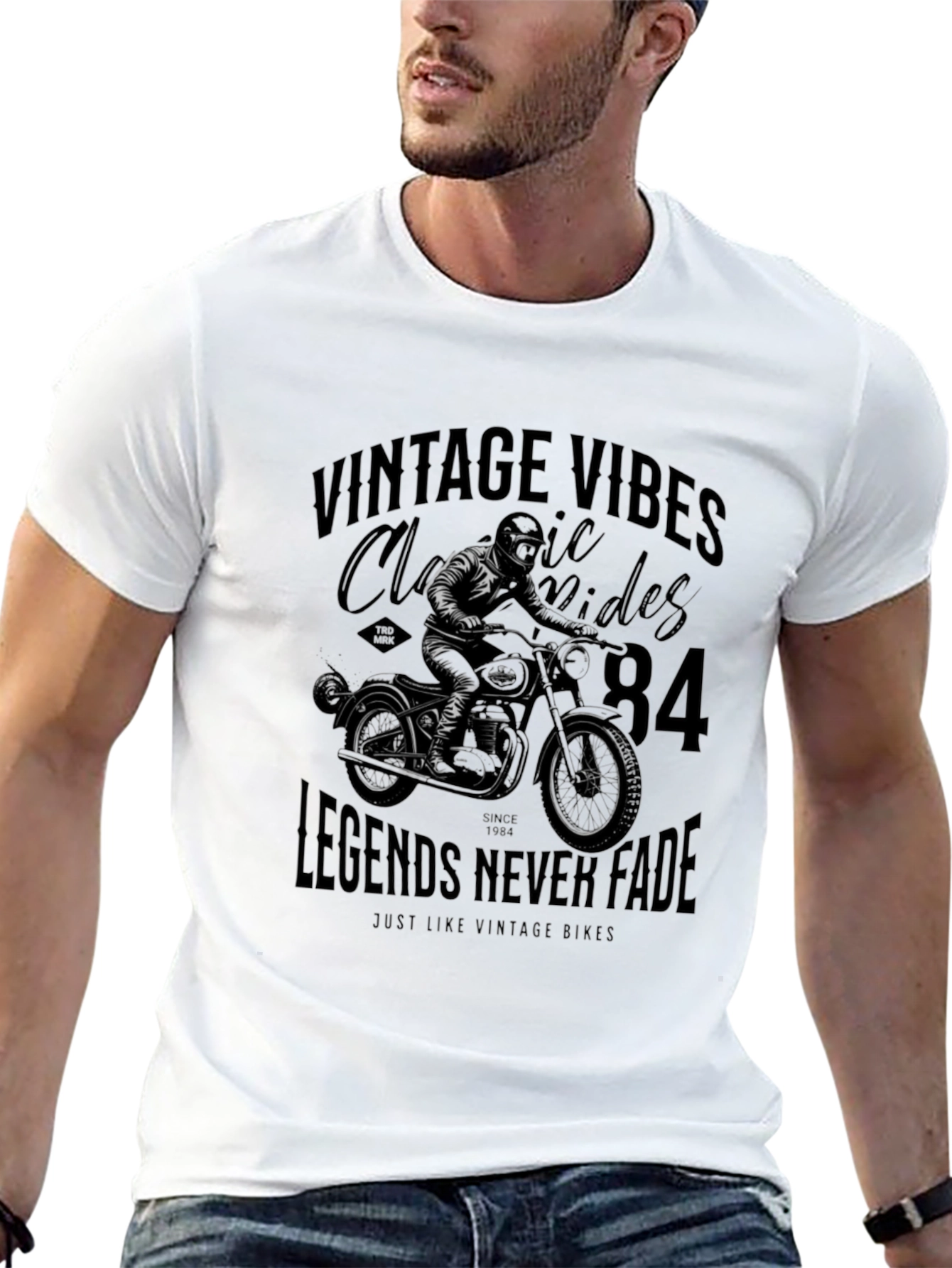 Black Vintage Vibes Motorcycle Graphic Tee - Classic Riders view 13