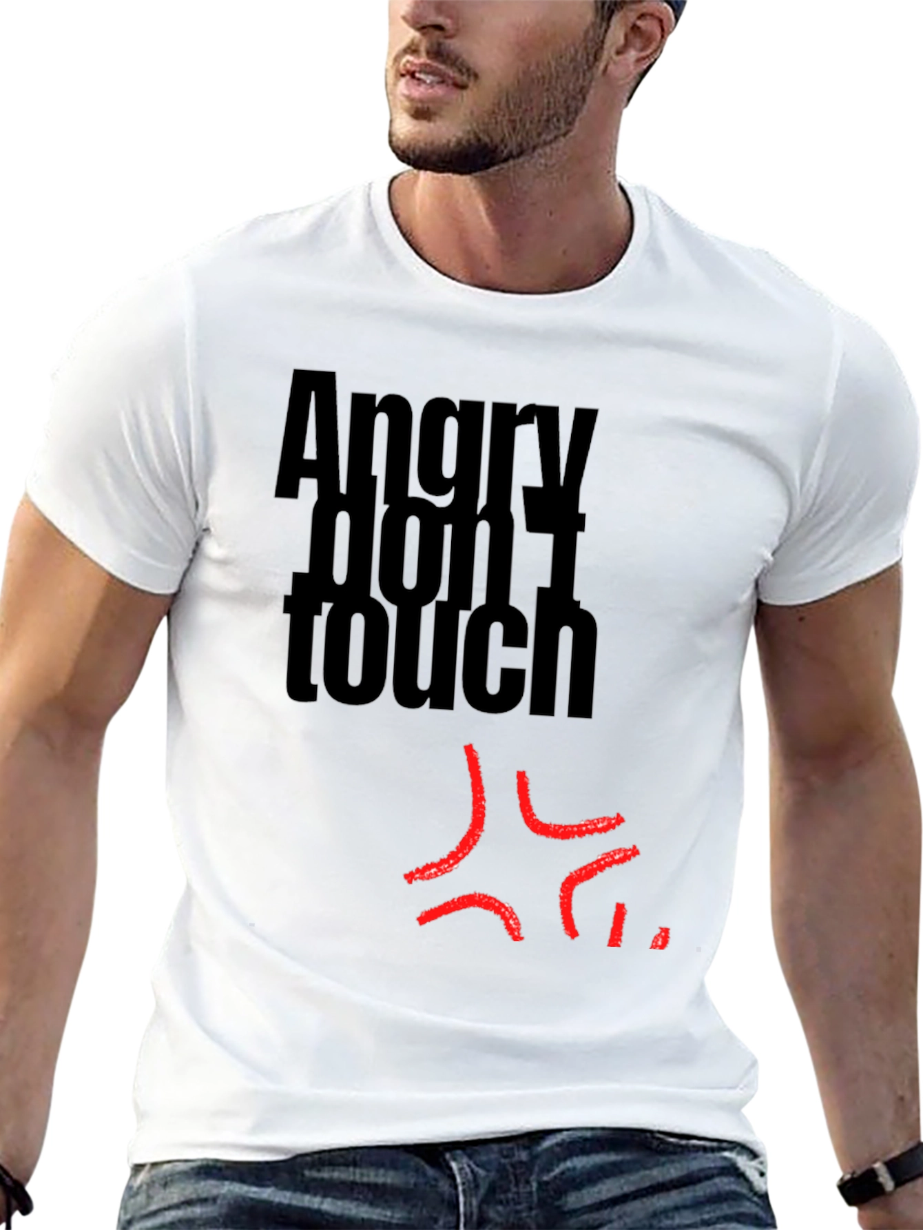 Black Angry Don't Touch Graphic T-Shirt - Black view 13