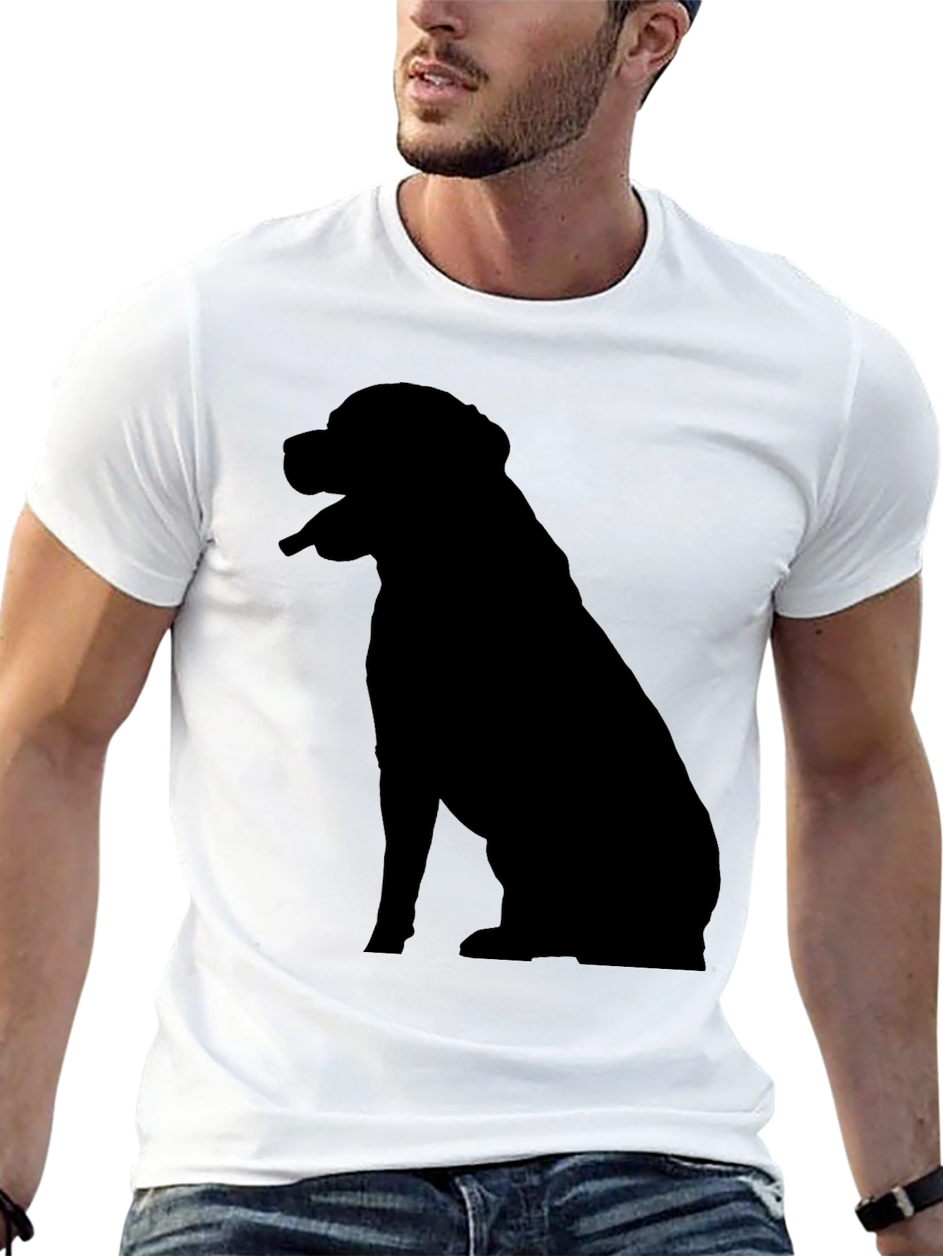 Black Dog Silhouette Graphic Tee - Men's Black T-Shirt view 13